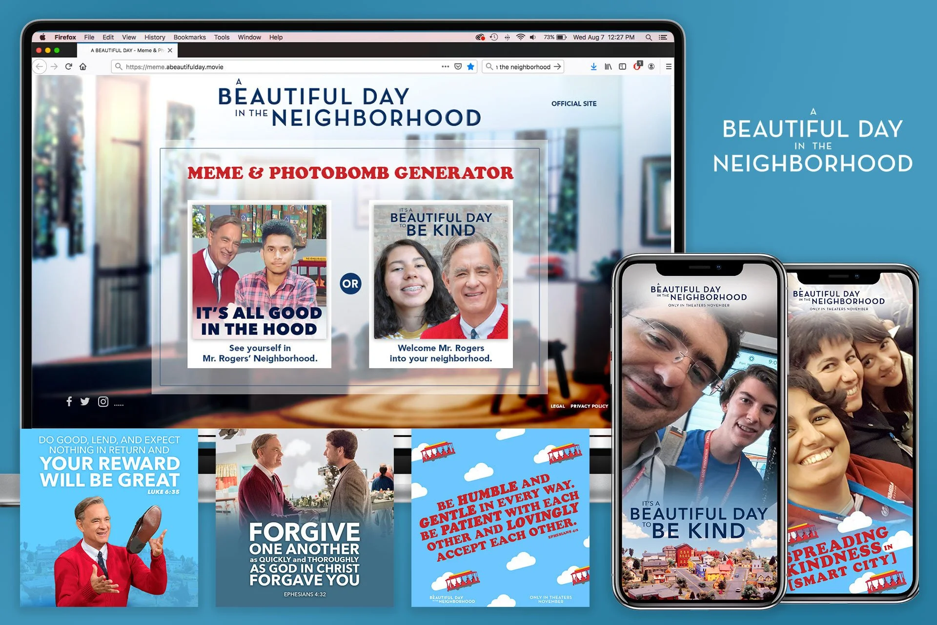 A Beautiful Day In The Neighborhood (2019) Social Posts and App Design