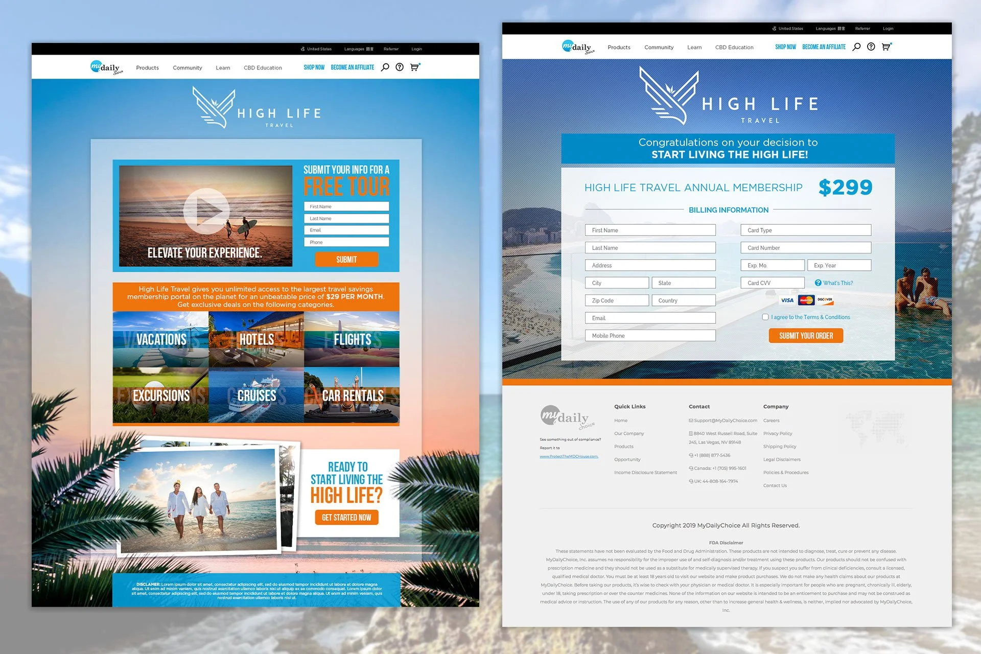 High Life Travel Lead Capture Pages
