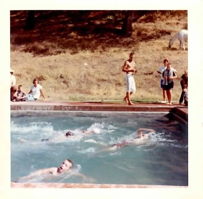 Historic mid-century photograph of Jameson Ranch Camp activities — traditional ranch-based youth summer camp, Glennville California