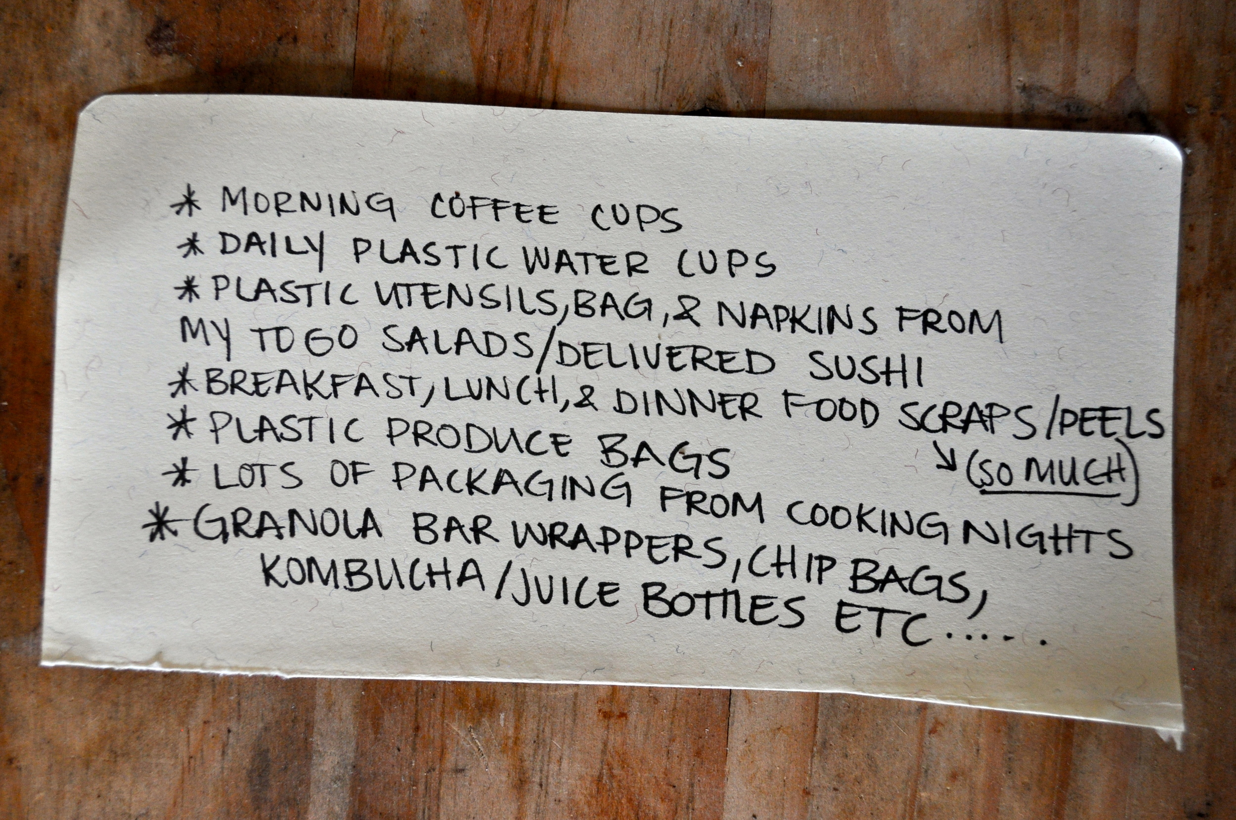 This was from a corner scrap paper in my art bin. This list was to document what I was wasting in a general day.