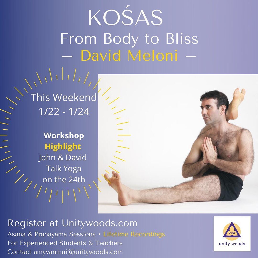 Workshop this weekend!  Workshop highlight: John Schumacher and David Meloni, who has been awarded the highest certificate possible in the Iyengar system, will be in dialogue about Iyengar Yoga for part of the Sunday Asana session. 

In this unique w