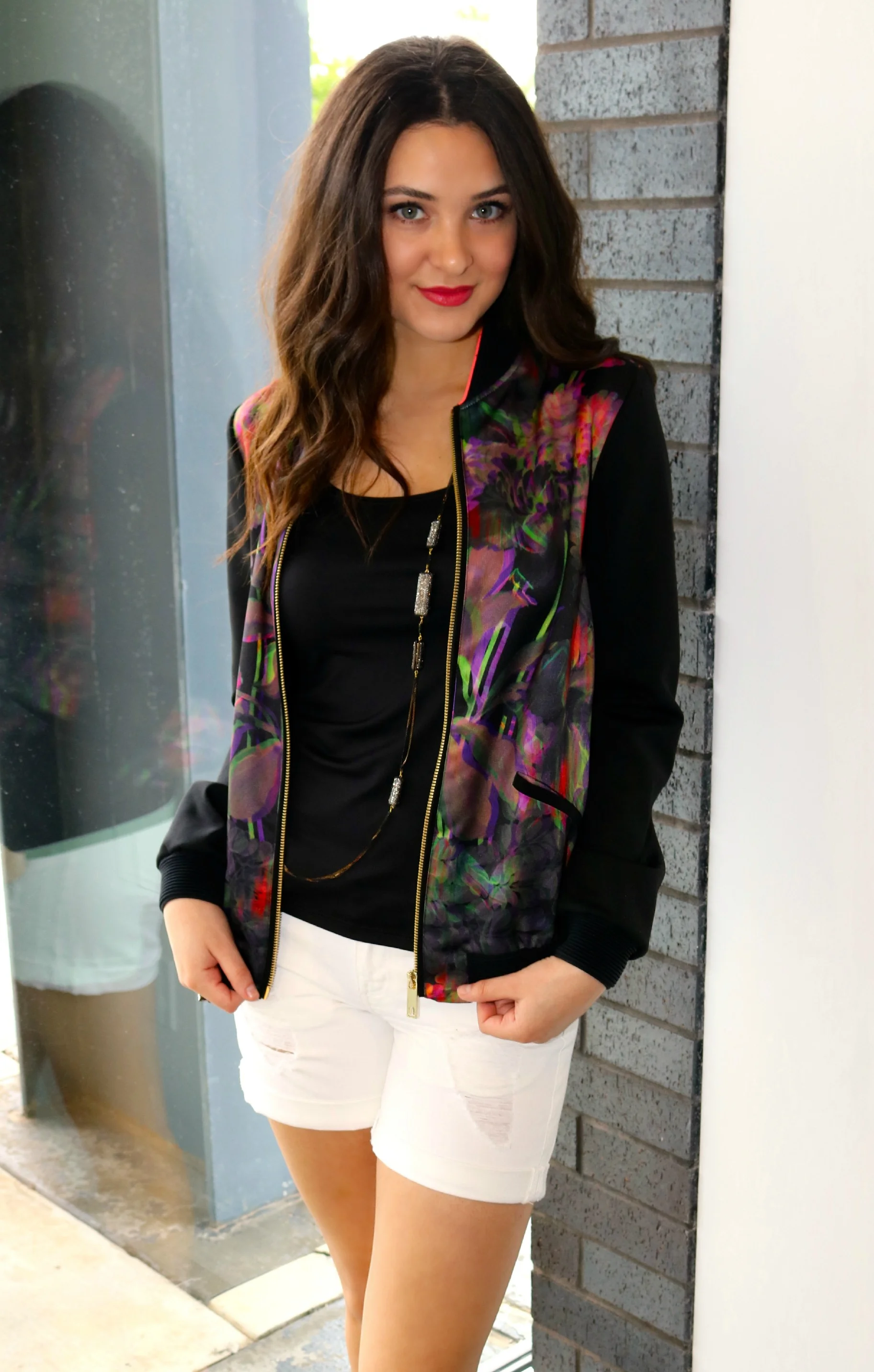 All clothing and accessories are from LIBERTÉ sold in-store only. Ted Baker TIRRIL Jacket $325 , Cami $65, DL1961 Karlie in Polar $103 . 