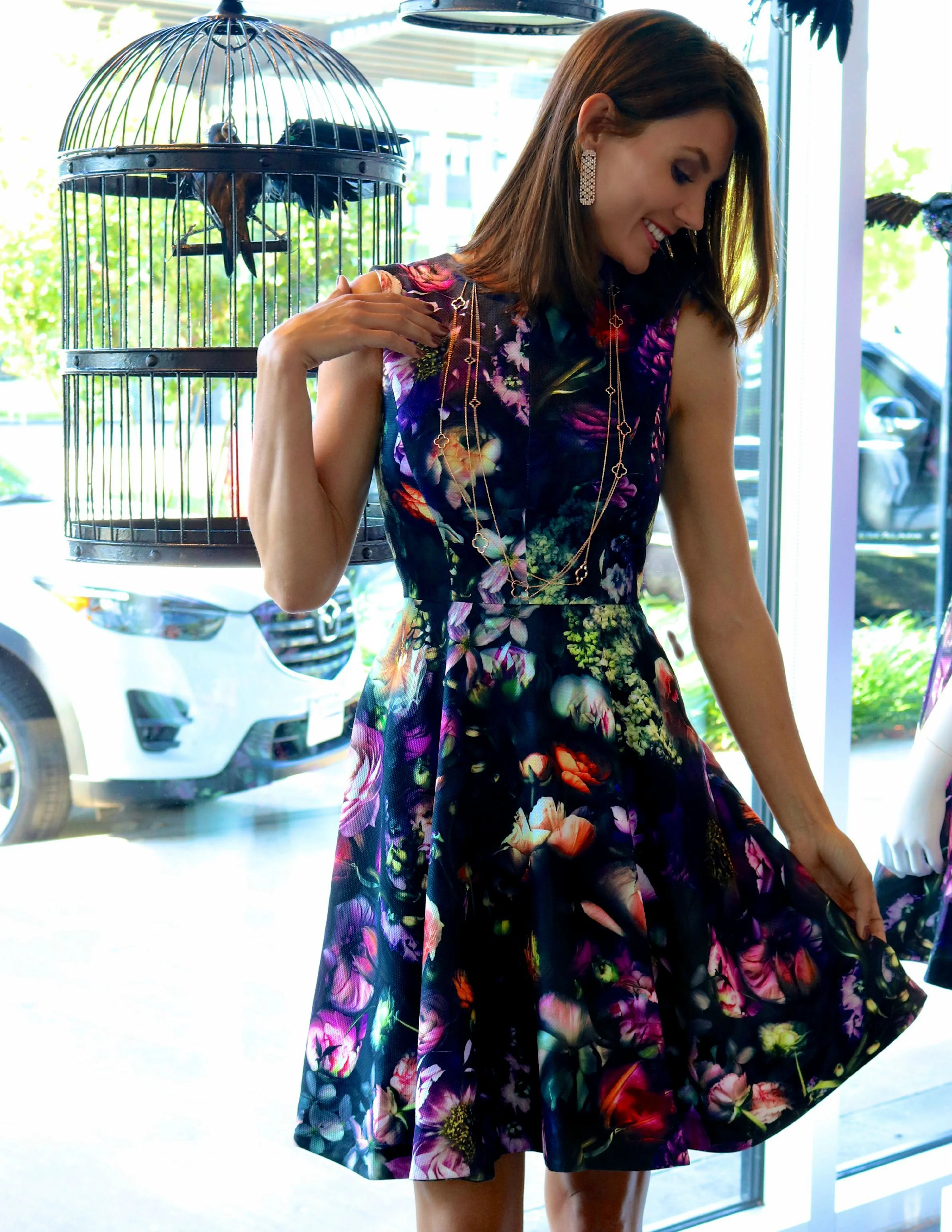 Ted Baker Inesia Shadow Floral Print Fit & Flare Dress Available In Store Only