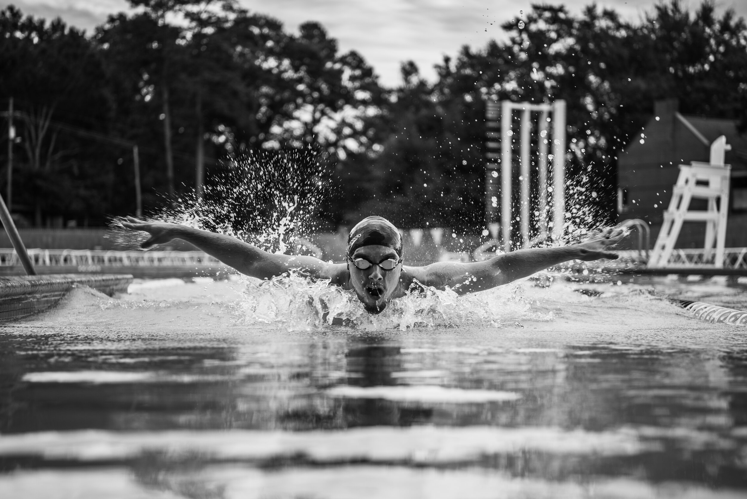 senior session guy swimming