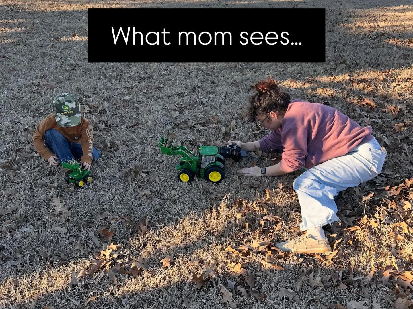 I love when mom&rsquo;s get behind the scenes pics! I absolutely love what I do and am so thankful God has given me the blessing of PLAYING for work 🥰 #childatheart #milestonesession #cowboy #johndeere #behindthescenes