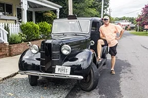 Vintage objects in front of Pope's Inn and Restaurant