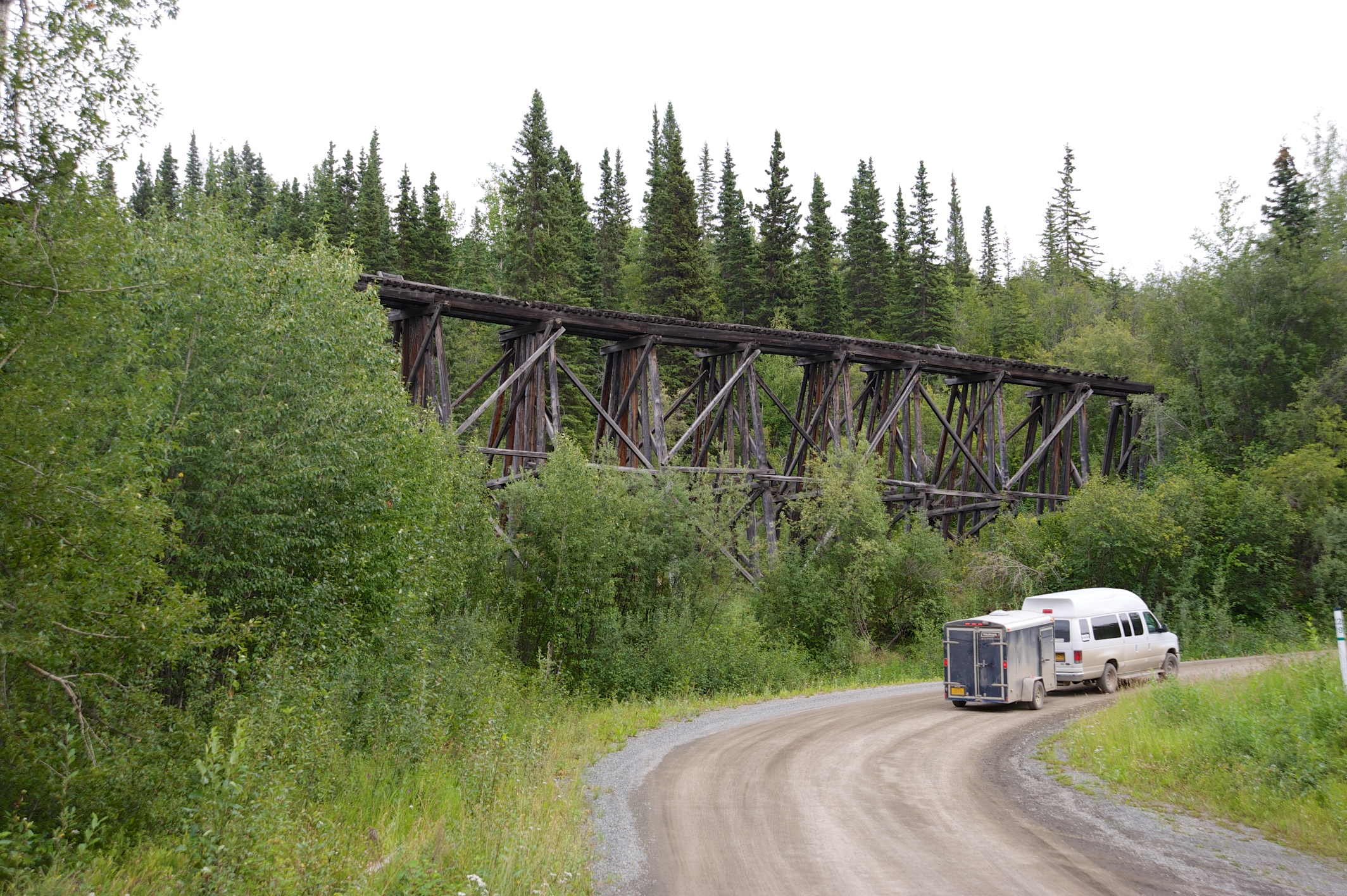  Our van at Railway bridge over Gilahina R, Wrangell St Elias NP, Alaska 