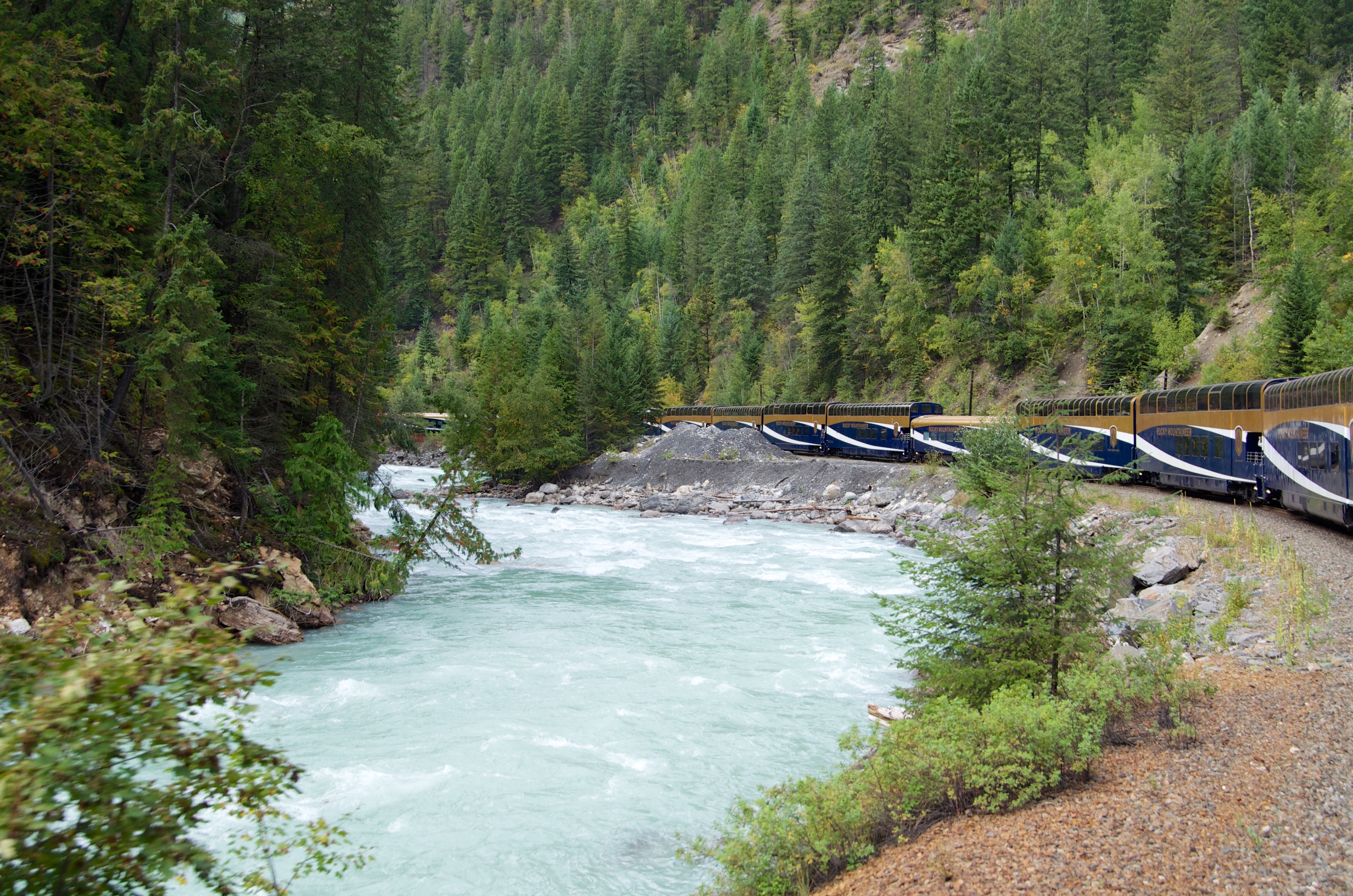  Kicking Horse River from Rocky Mountaineer, British Columbia, Canada 