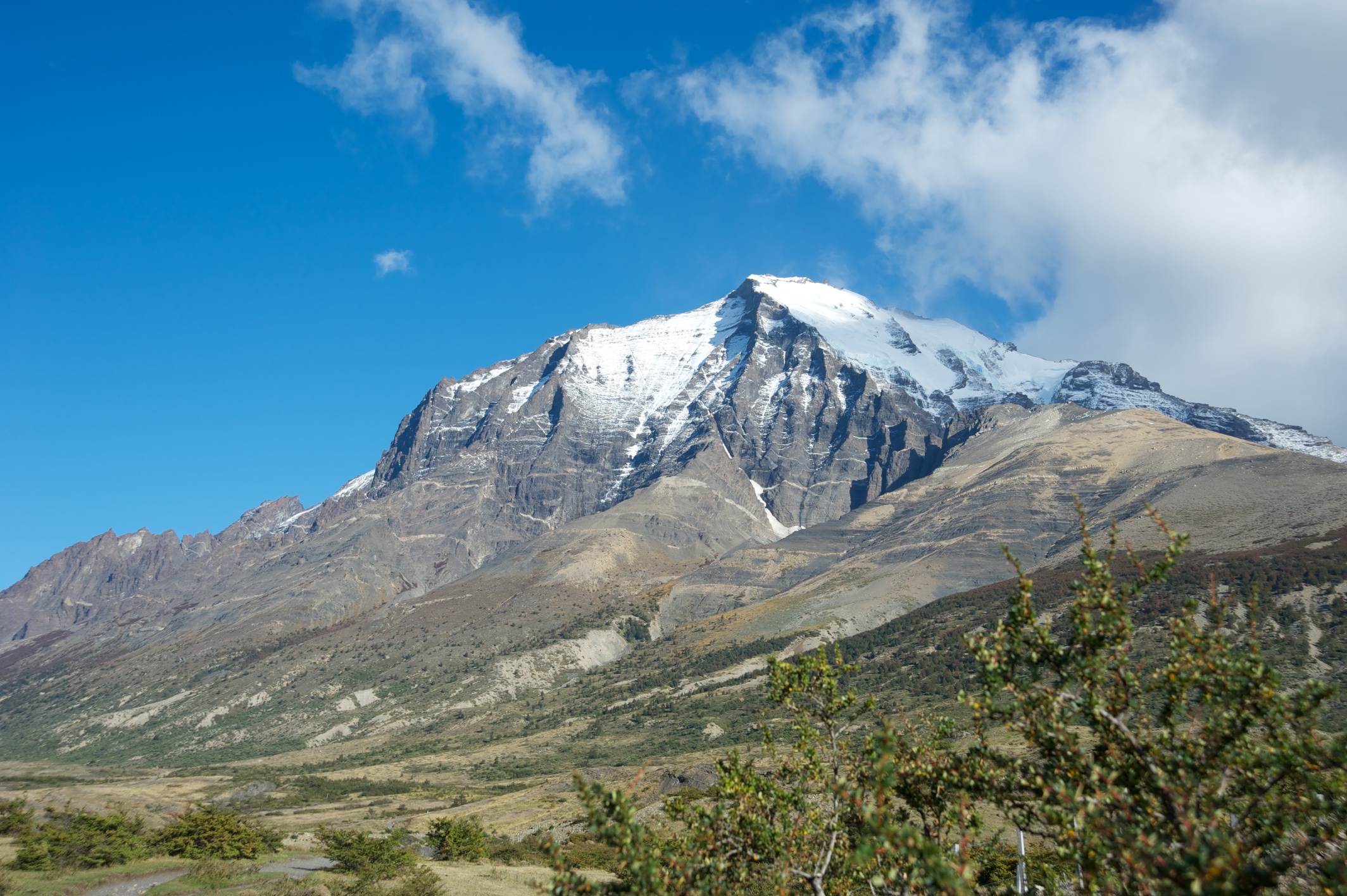  Mountain peak, start of Towers walk, Torres del Paine, Patagonia, Chile 
