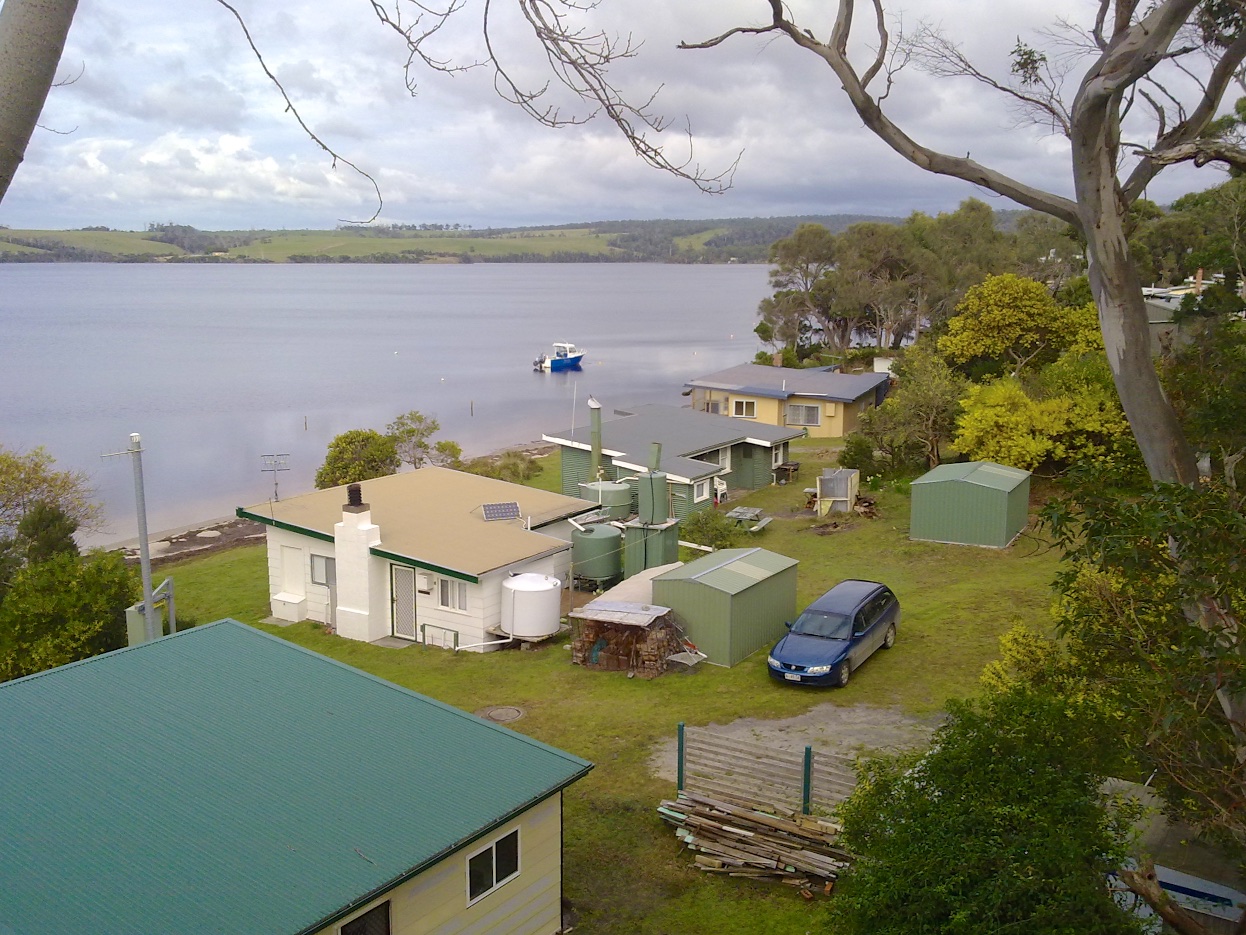Aerial photo of Anson's Bay shack