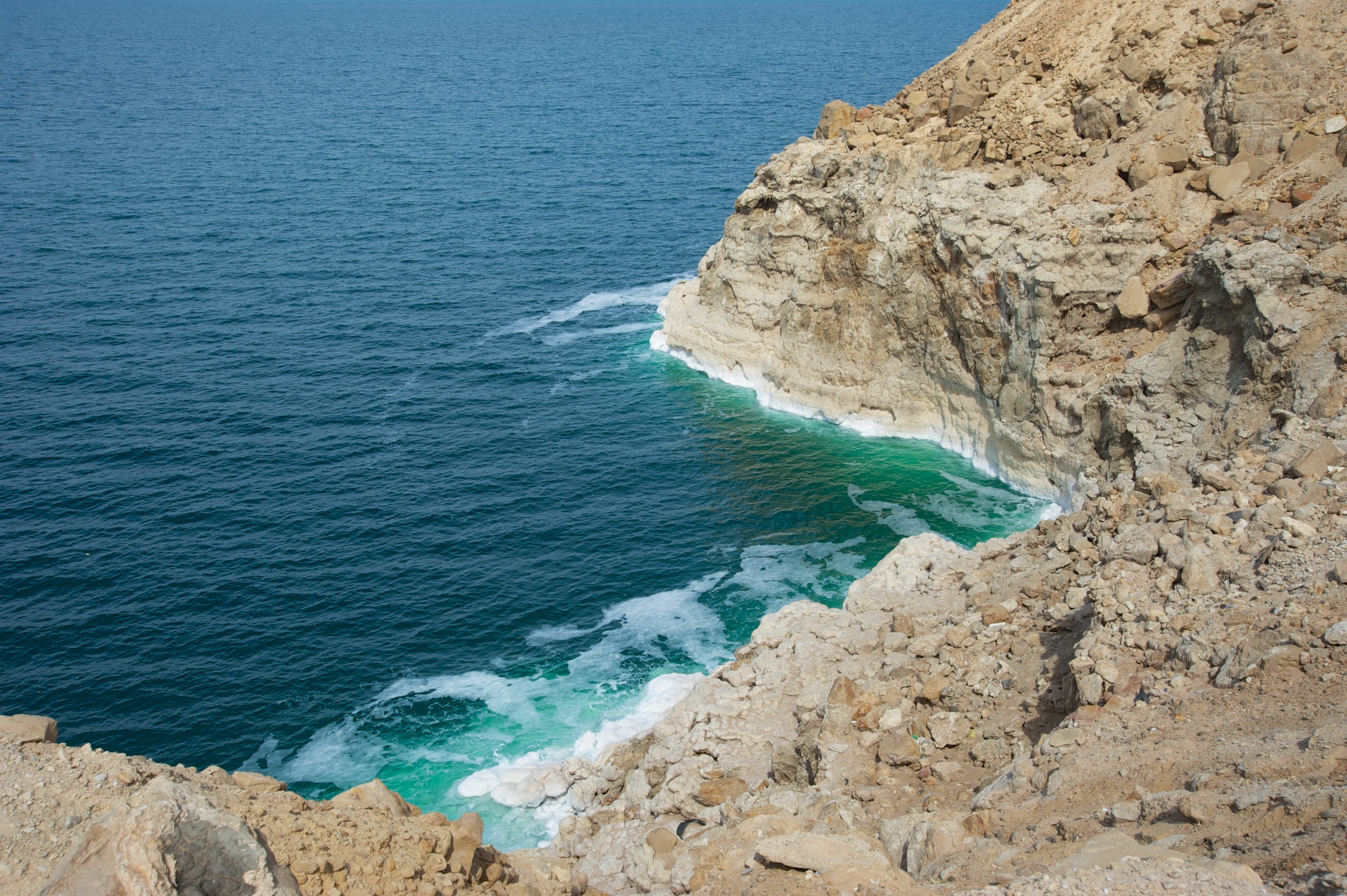  Salt crystals on shoreline of Dead Sea 