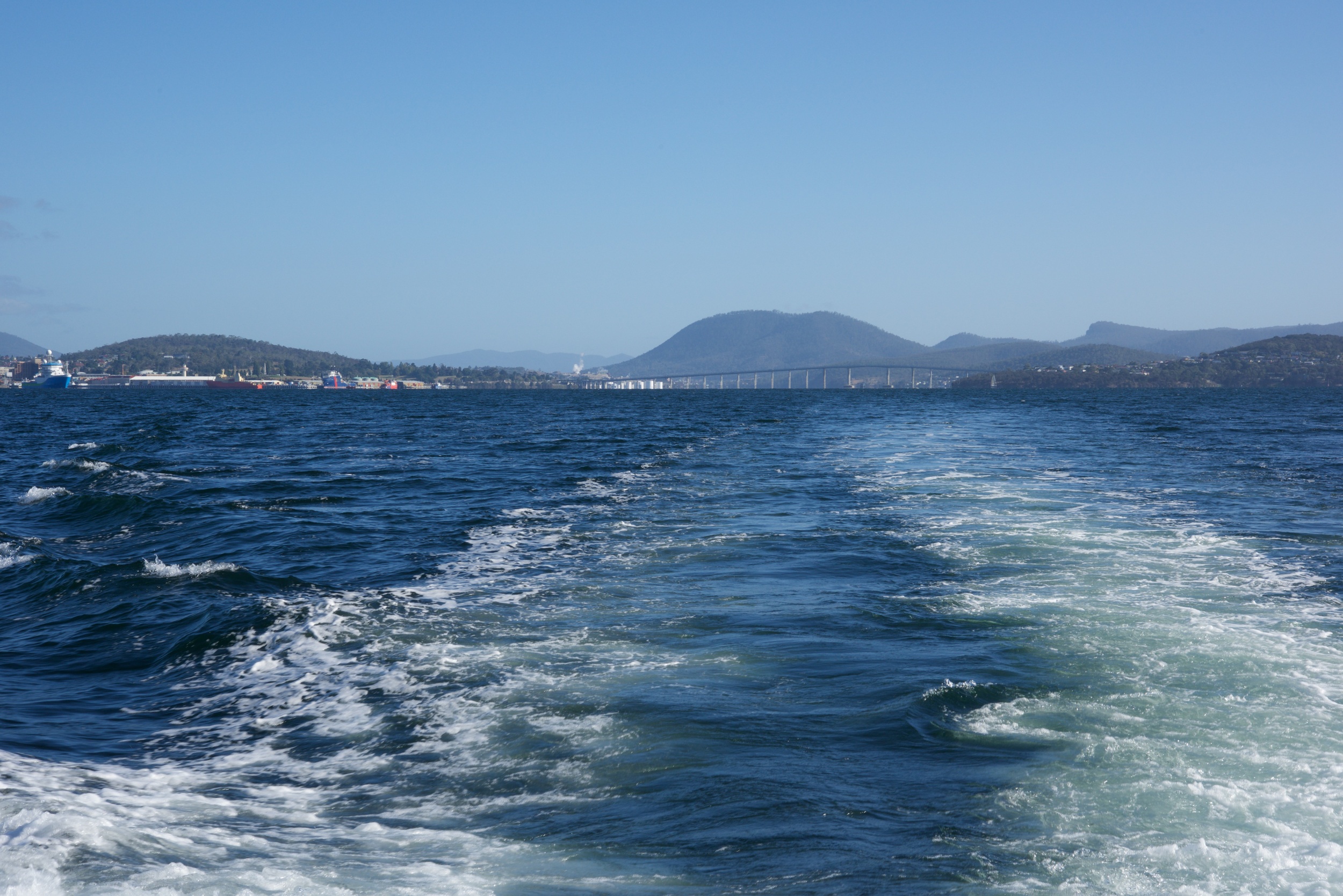  Leaving Hobart, view back to Tasman Bridge 