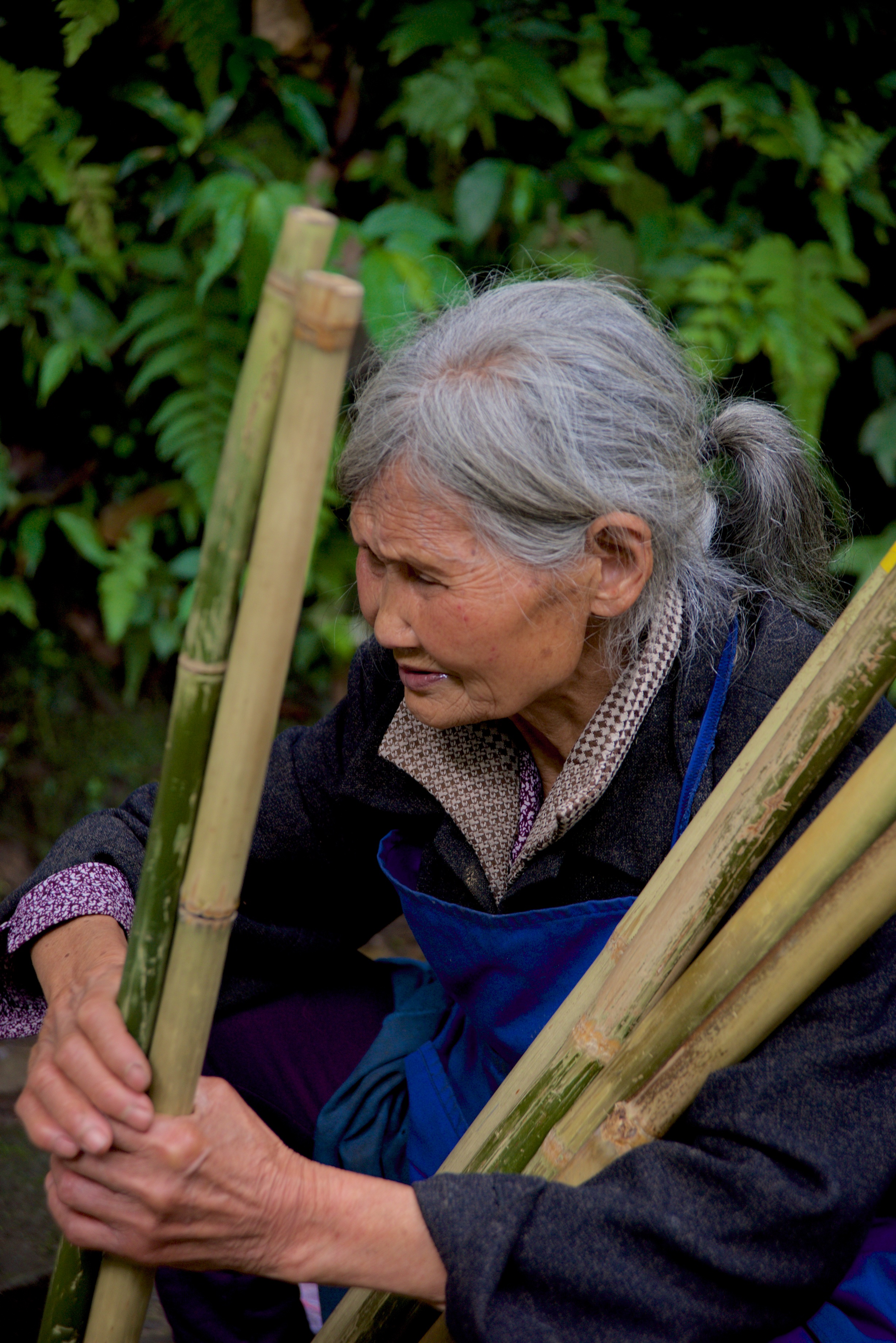  Old lady selling walking poles, Emei Shan 