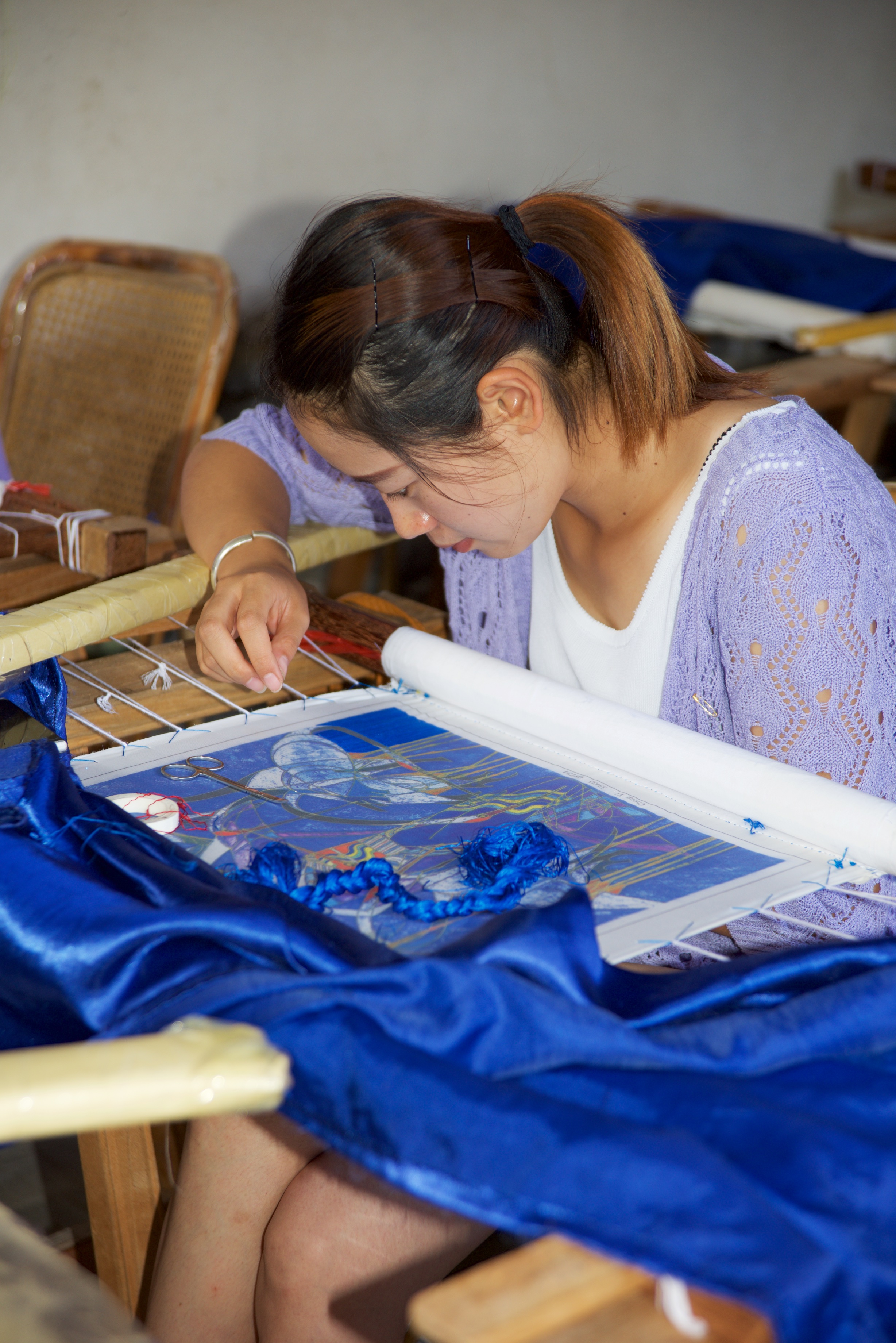  Girl embroidering, Embroidery school, Bai village, Dali 