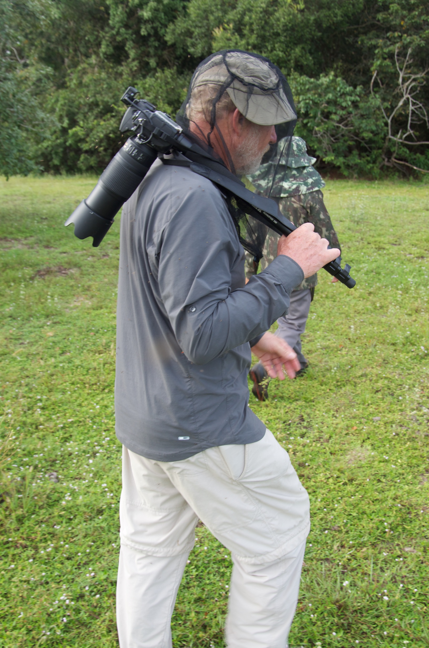  Tony with mosquito net, Pantanal, Brazil 