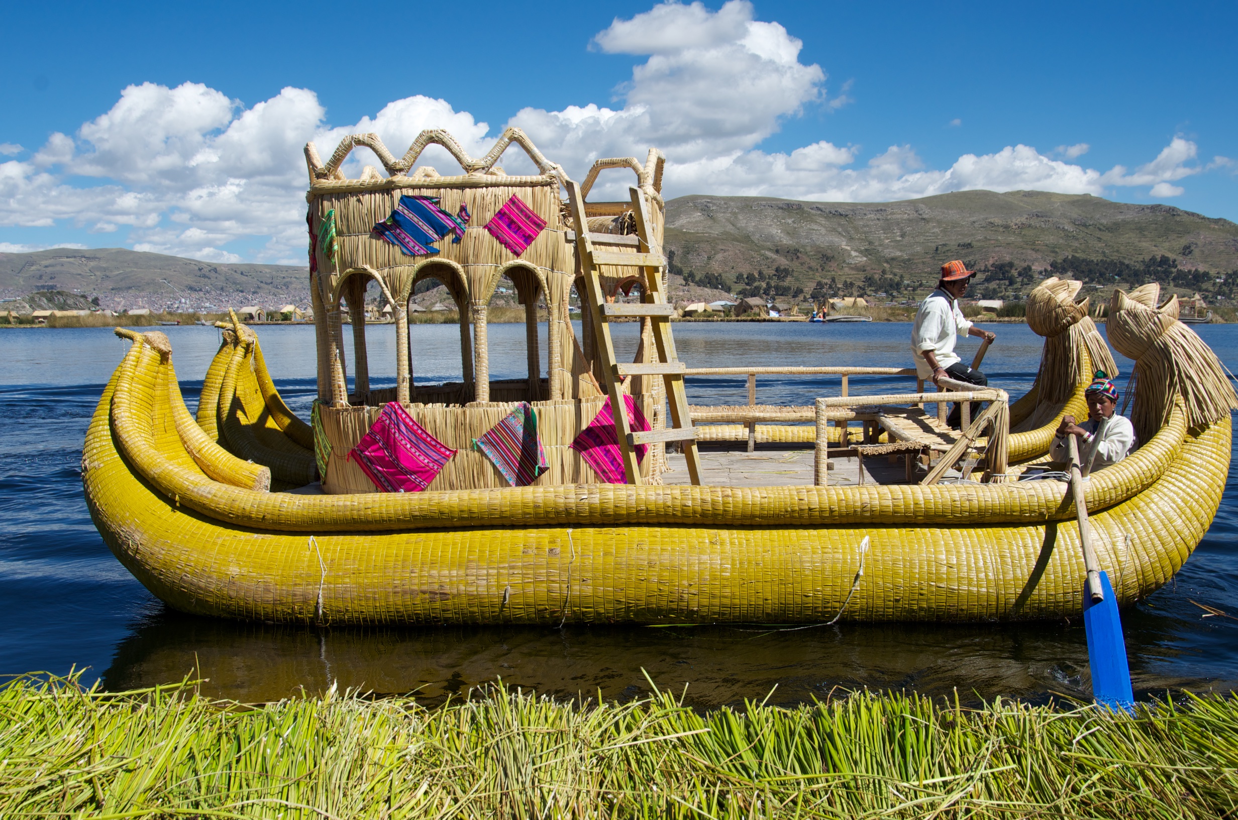  Our reed boat, Uros, Lake Titicaca, Peru 