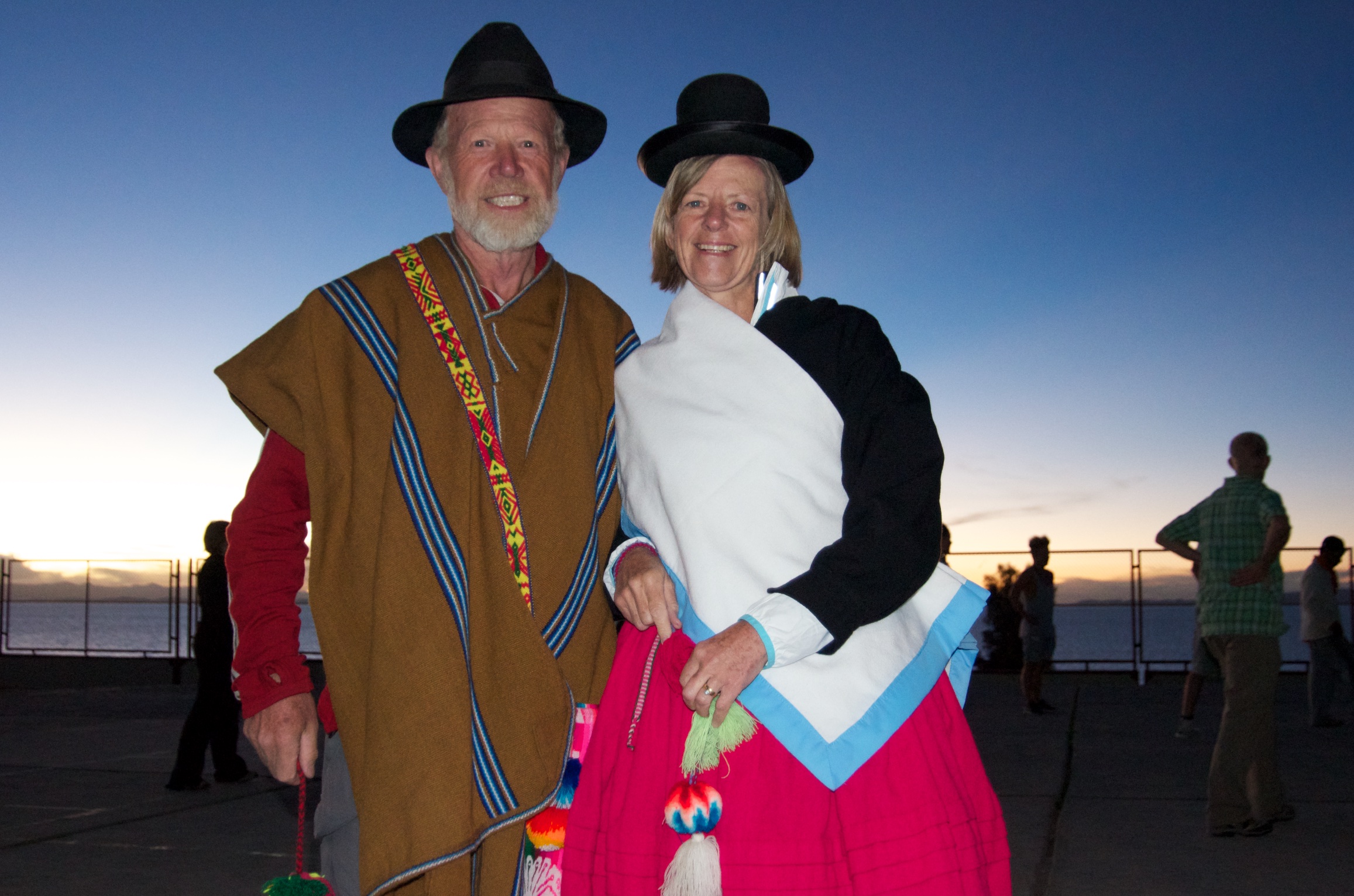  Tony &amp; Corinne dressed in Aymara costumeLuquina Village, Lake Titicaca, Peru 