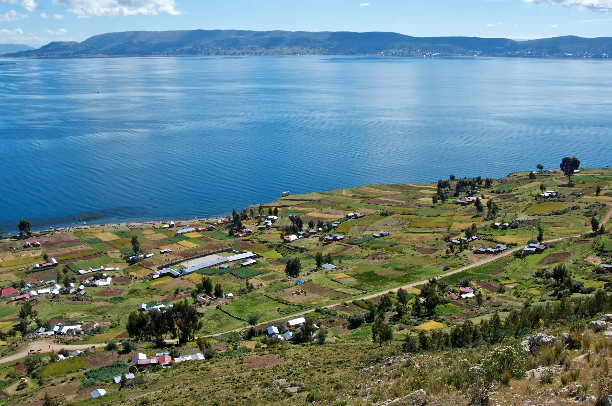 Luquina Village from hill, Lake Titicaca, Peru 