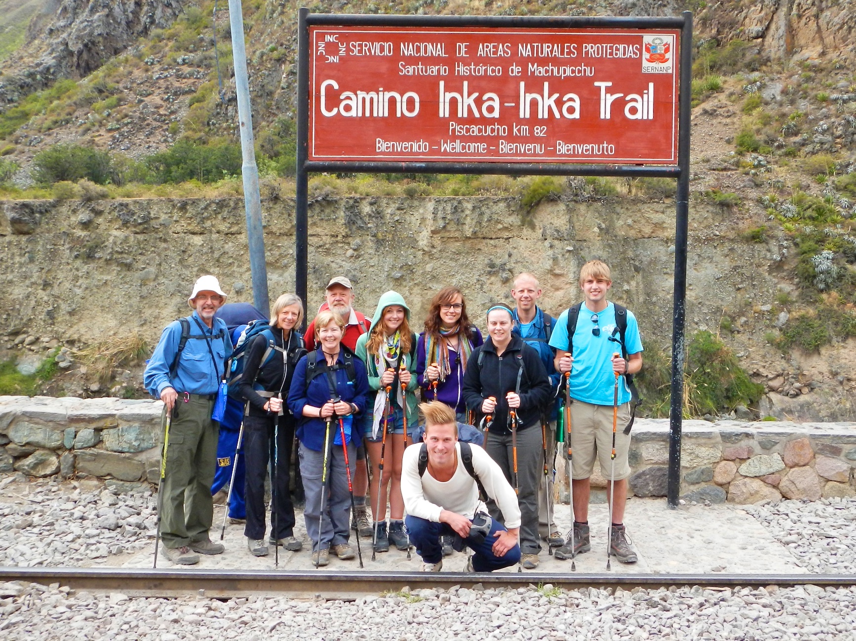  Group photo, start of Inca Trail, Piskacuchu (km 82), Peru 