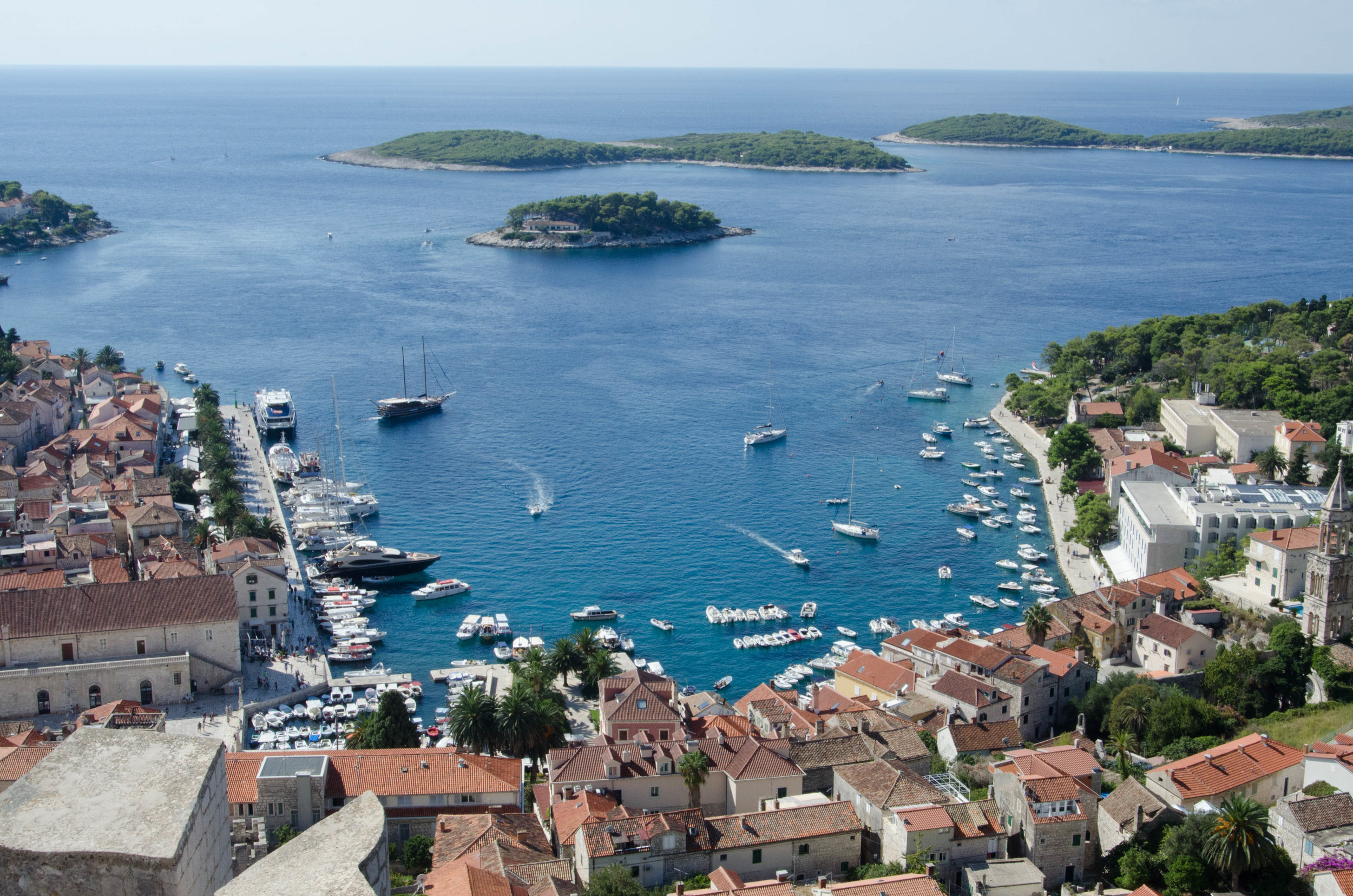 Hvar harbour from Hvar Fortress, Hvar, Croatia