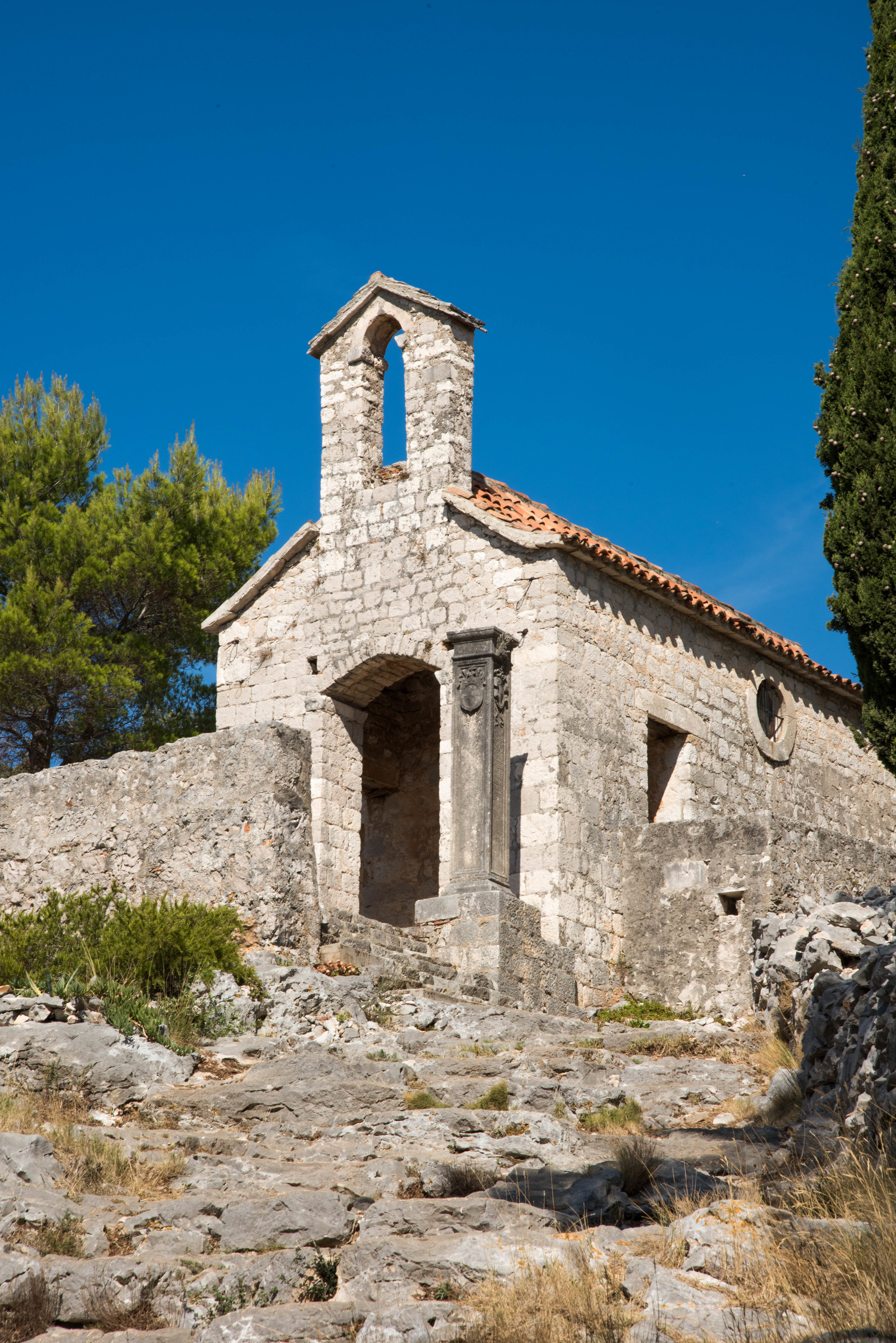 Church of Our Lady of Kruvenica on way up to Hvar Fortress, Hvar, Croatia