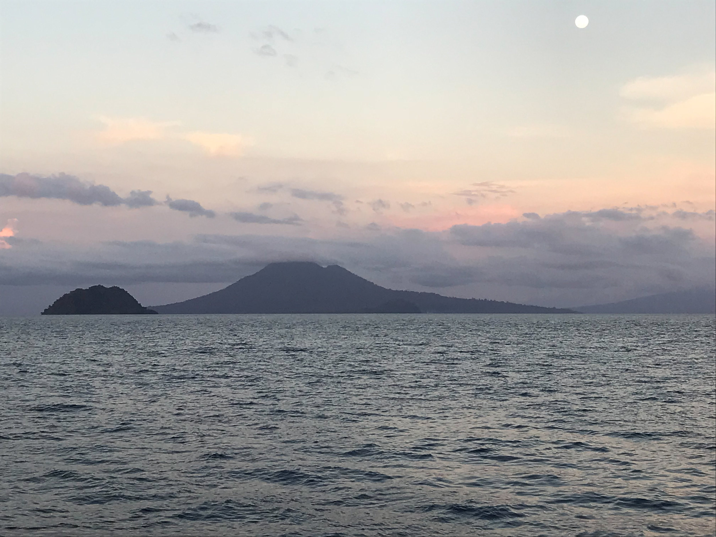 Volcano from Meil's Reef at sunrise, Father's Reefs