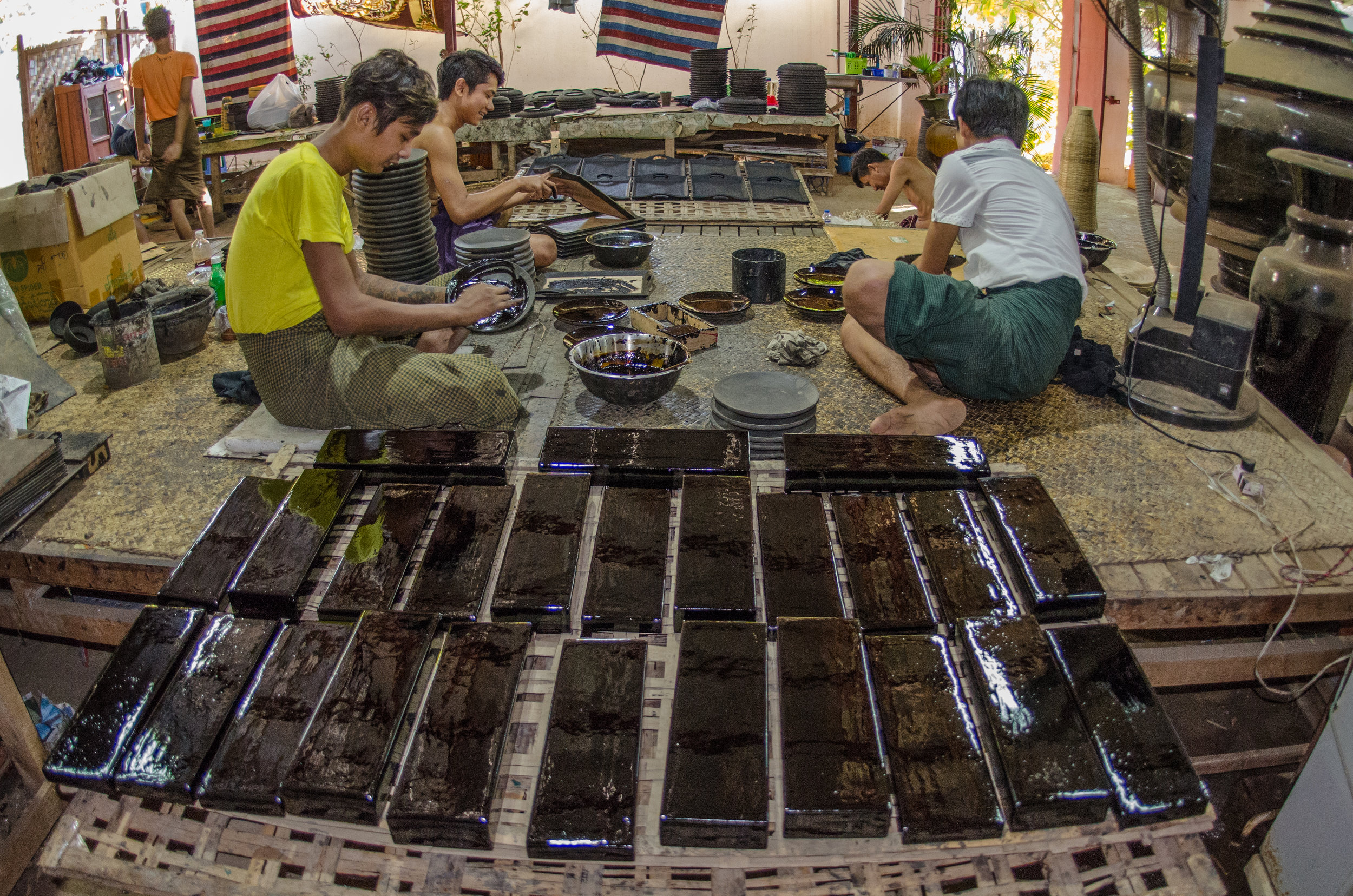 Lacquer-ware factory, Bagan, Myanmar