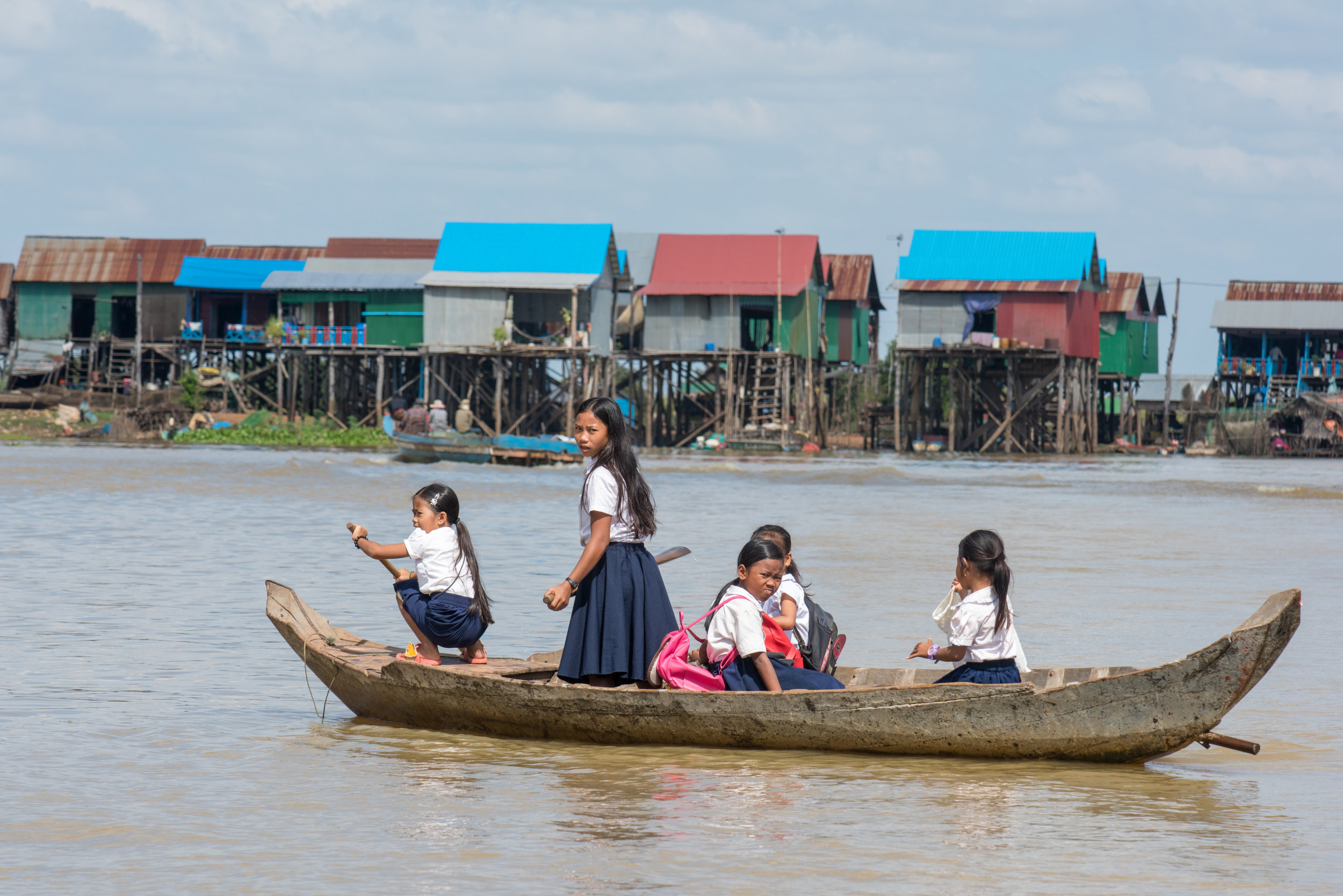School girls, Chong Kneas village, Cambodia