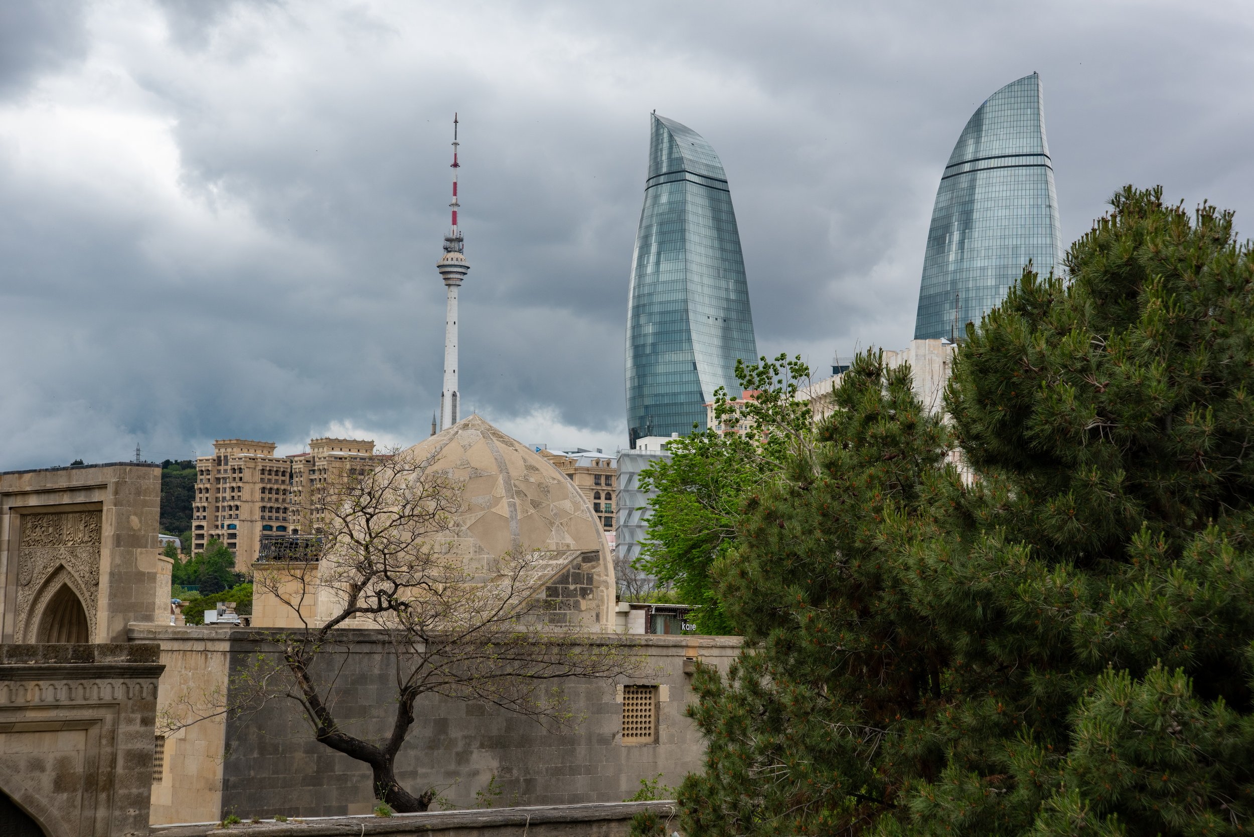 Flame Towers from Old City, Baku, Azerbaijan