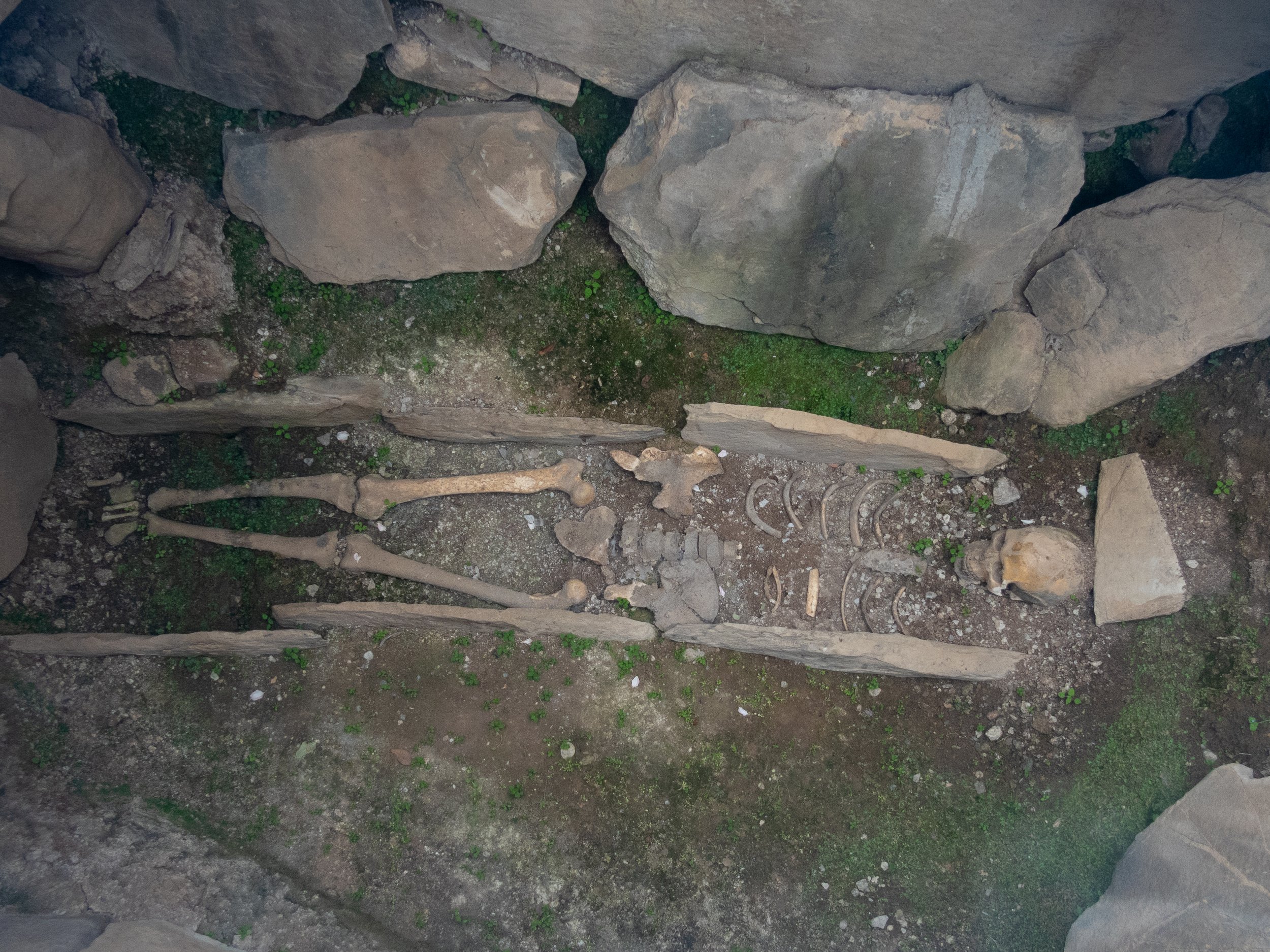 Skeleton (note long leg bones), Albanian Church, Kish, Azerbaijan