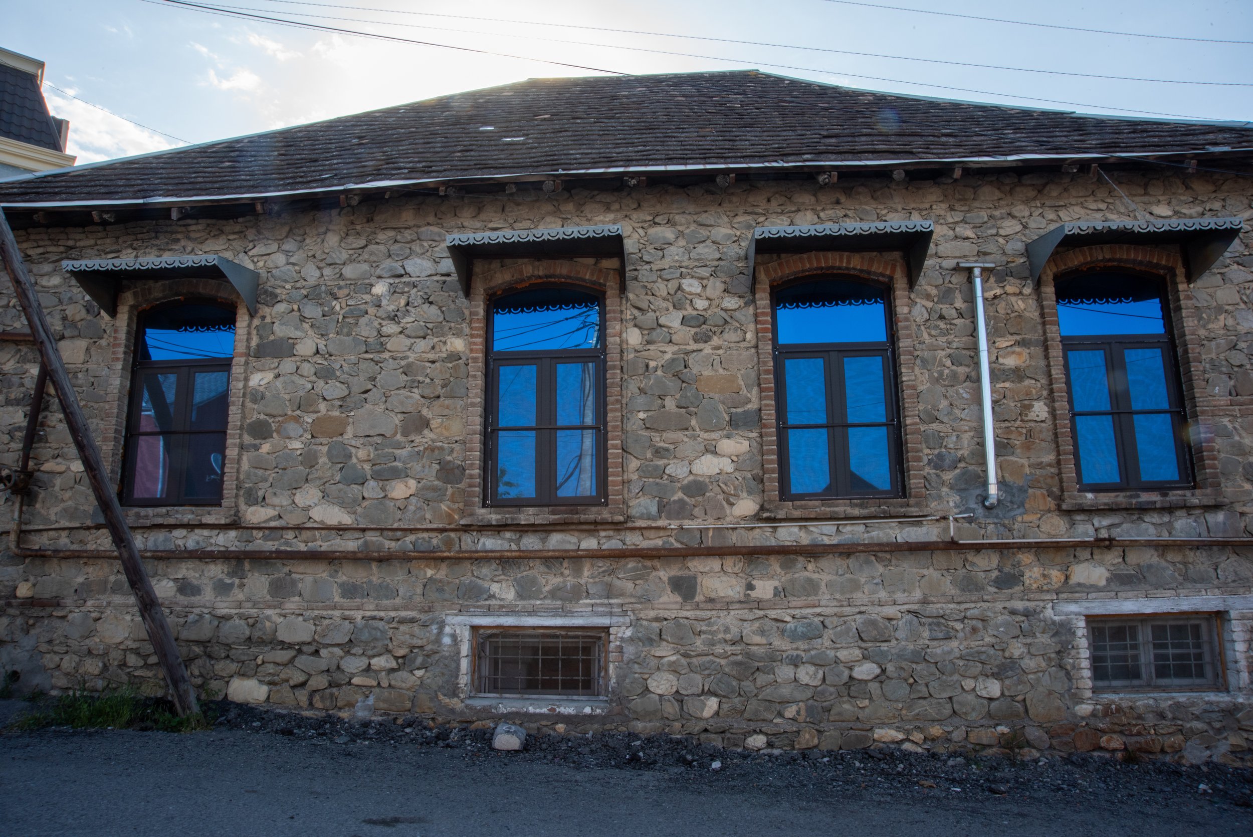 Traditional stonework on house, Sheki, Azerbaijan
