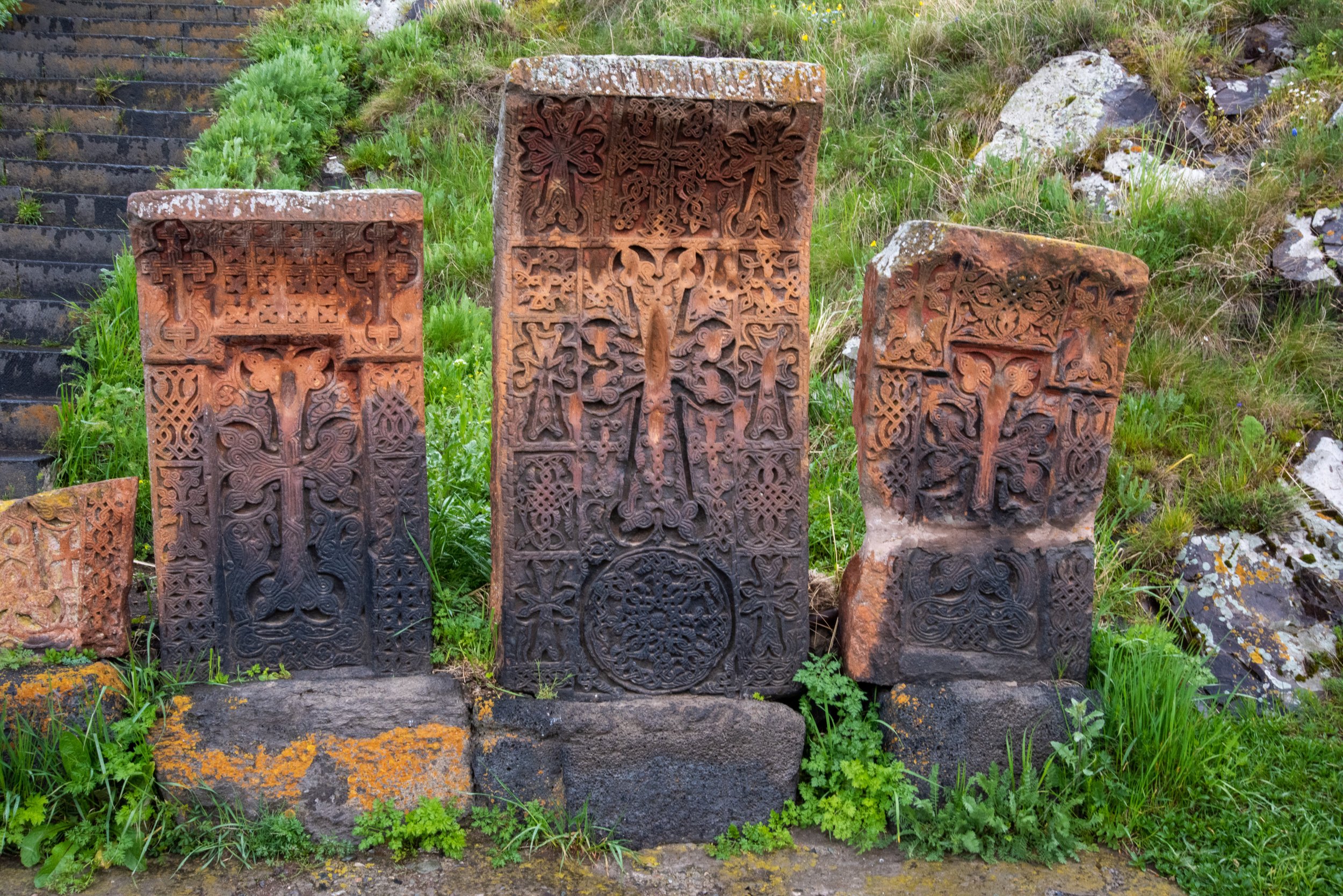 Khachkar on path to Monastery of Sevanavank, Sevan Peninsula, Armenia