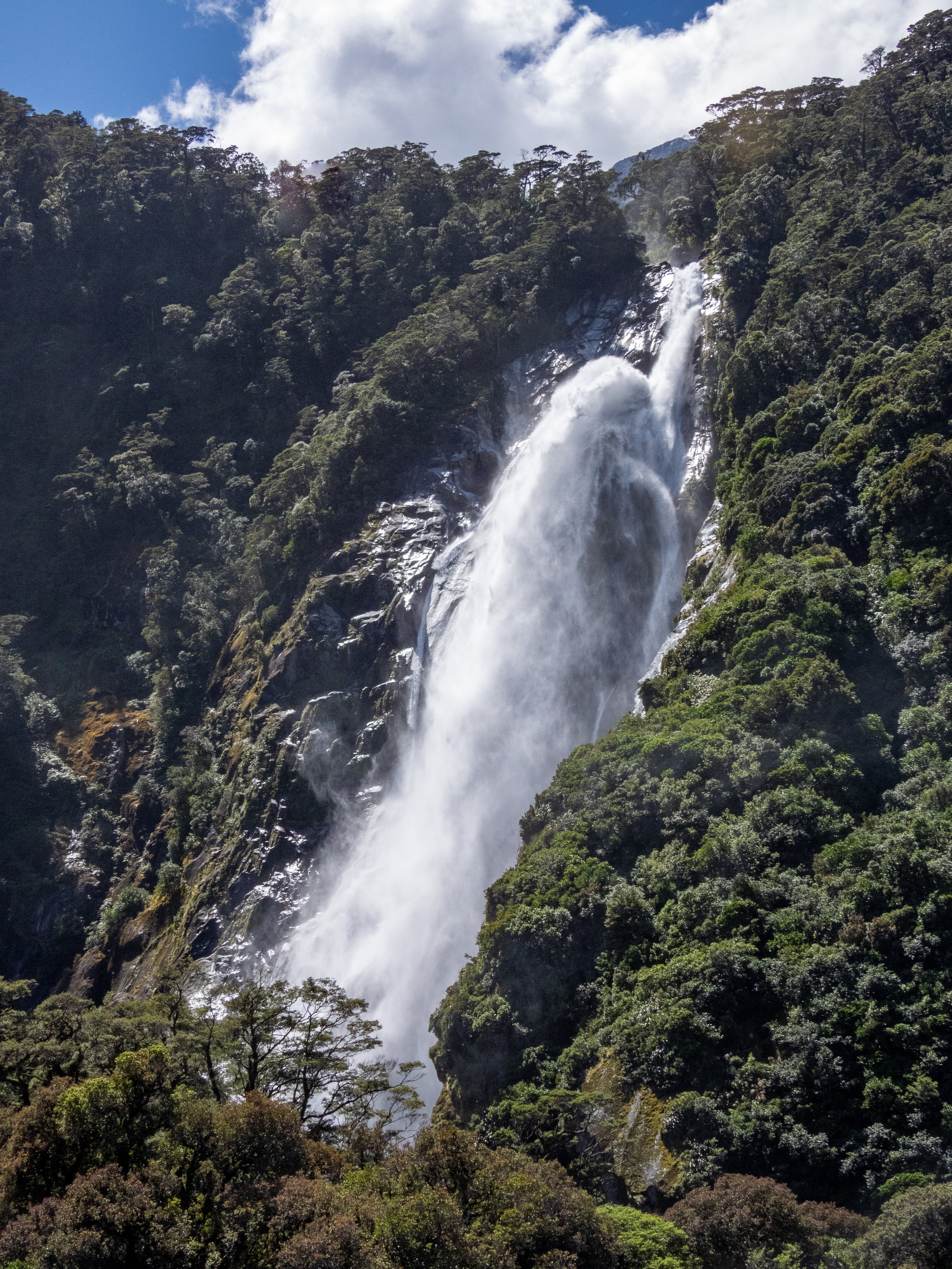 Bowen Falls from Milford Sound cruise