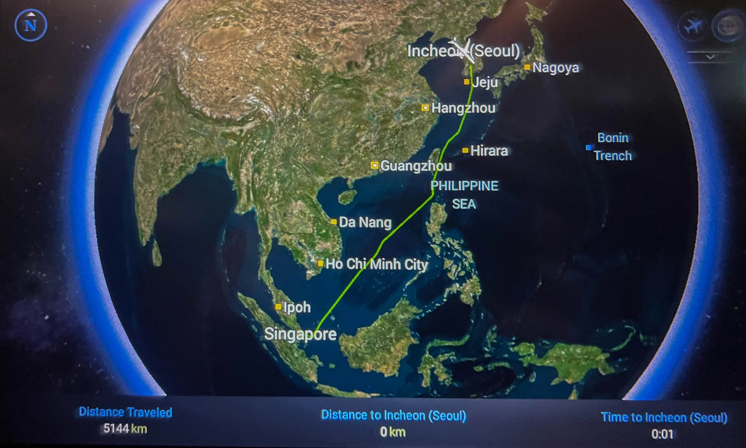 Flightpath, Singapore to Incheon (Seoul)