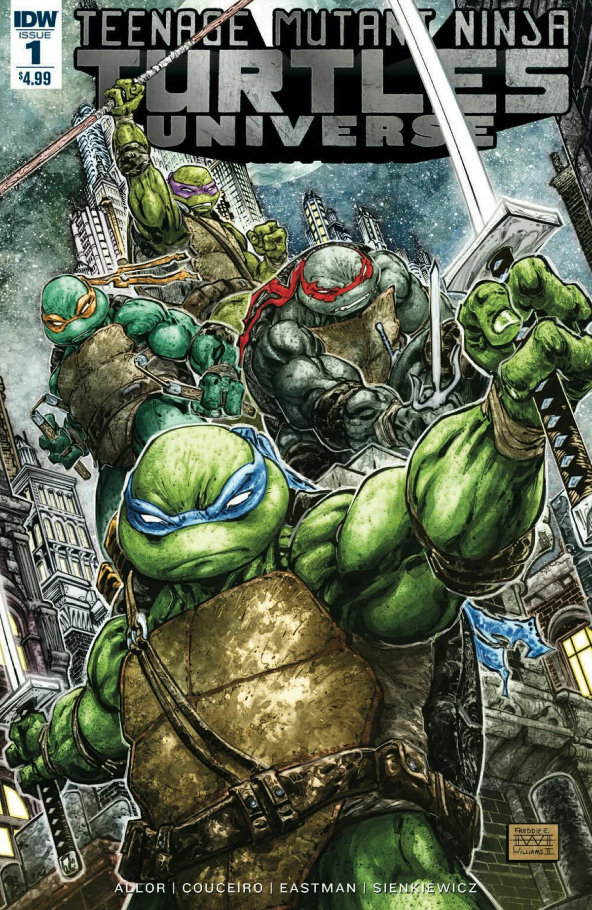 TMNTU #1 cover by Freddie Williams