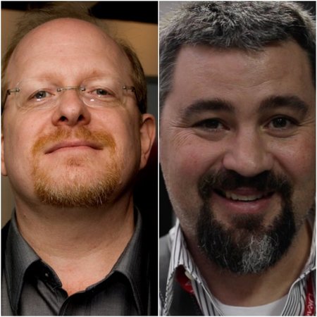 Mark Waid (left), Jonathan Hickman