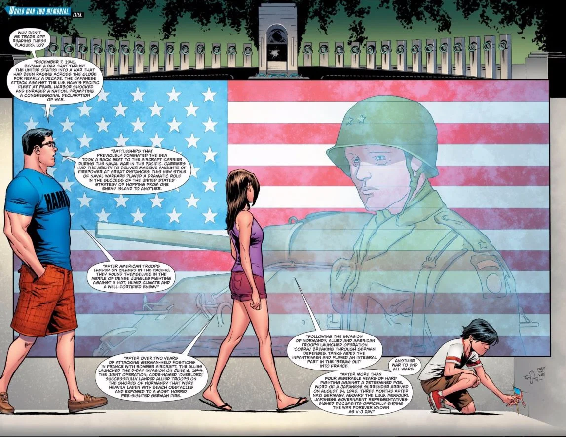 Notice Superman wearing a "Hamilton" T-Shirt