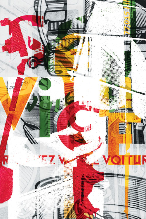 Poster for Vidange Pro by Jack Usine. Vidange means "oil change" in French. You can see vintage transmission manual illustrations in the poster above.