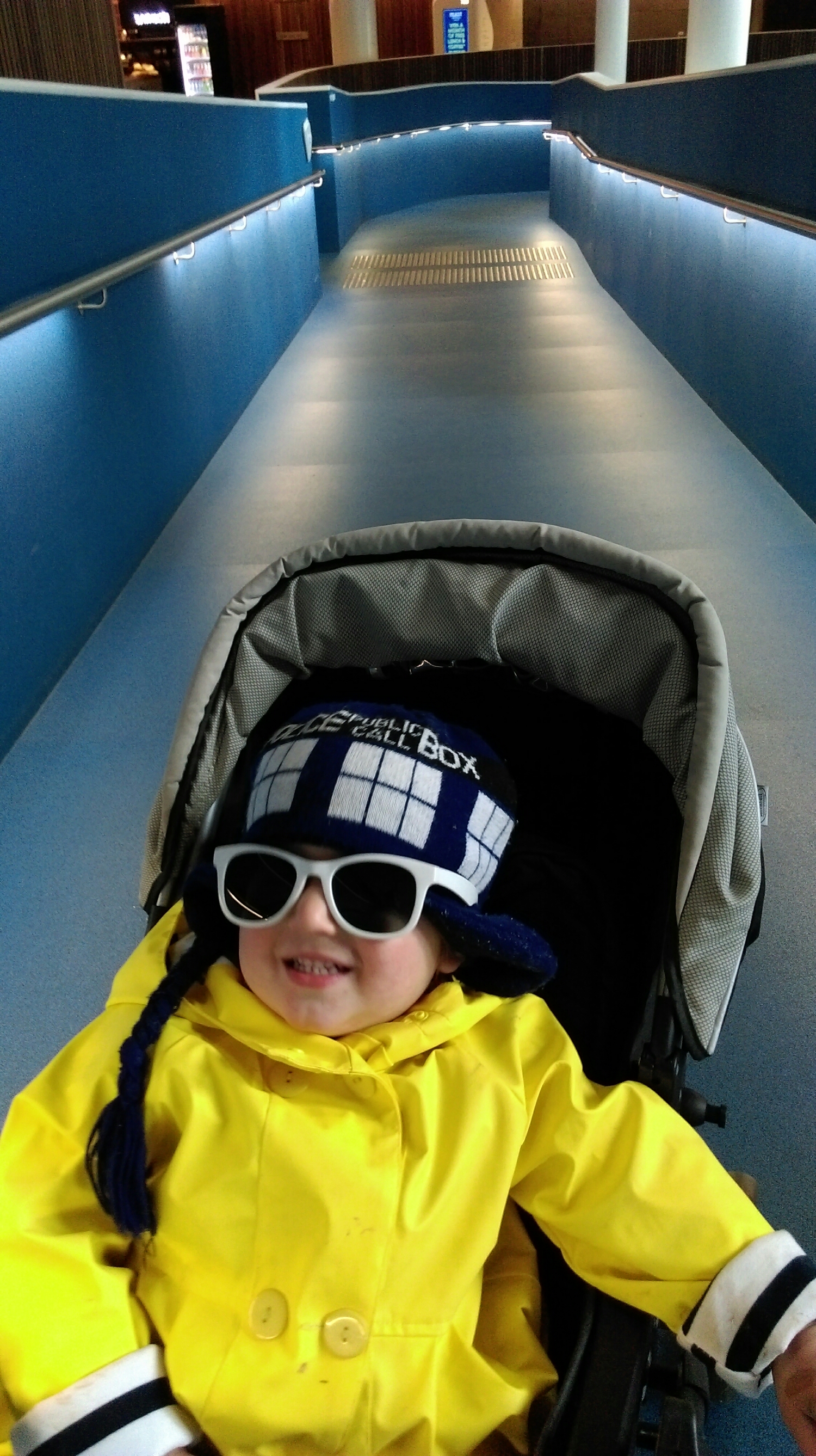 Exploring Medibank. The bottom three floors are ramps. Pram friendly adventures!