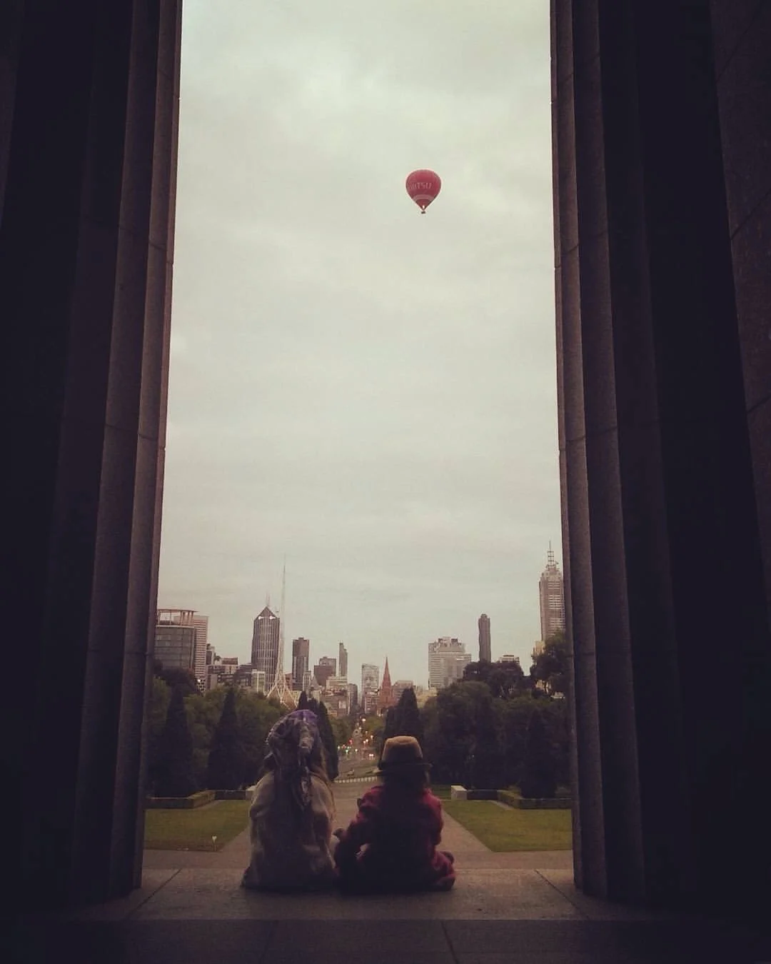 Watching the balloons from The Shrine.