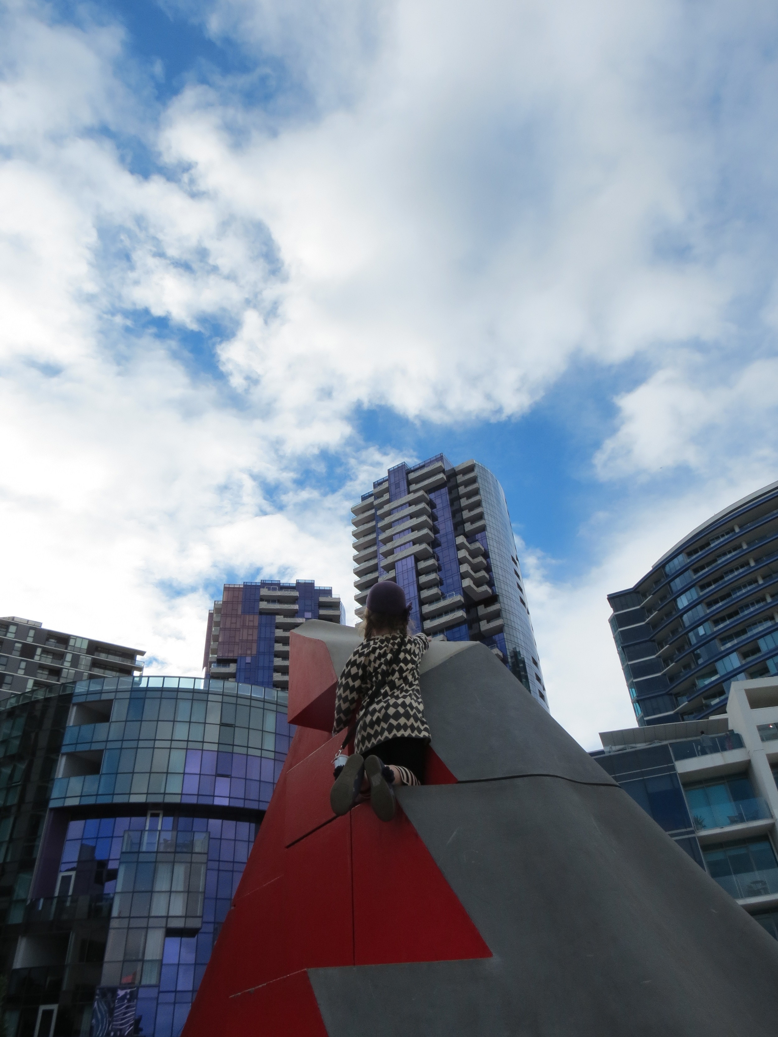 9. Concrete mountains sculpture. These unusual pieces of public art are great for little climbers.