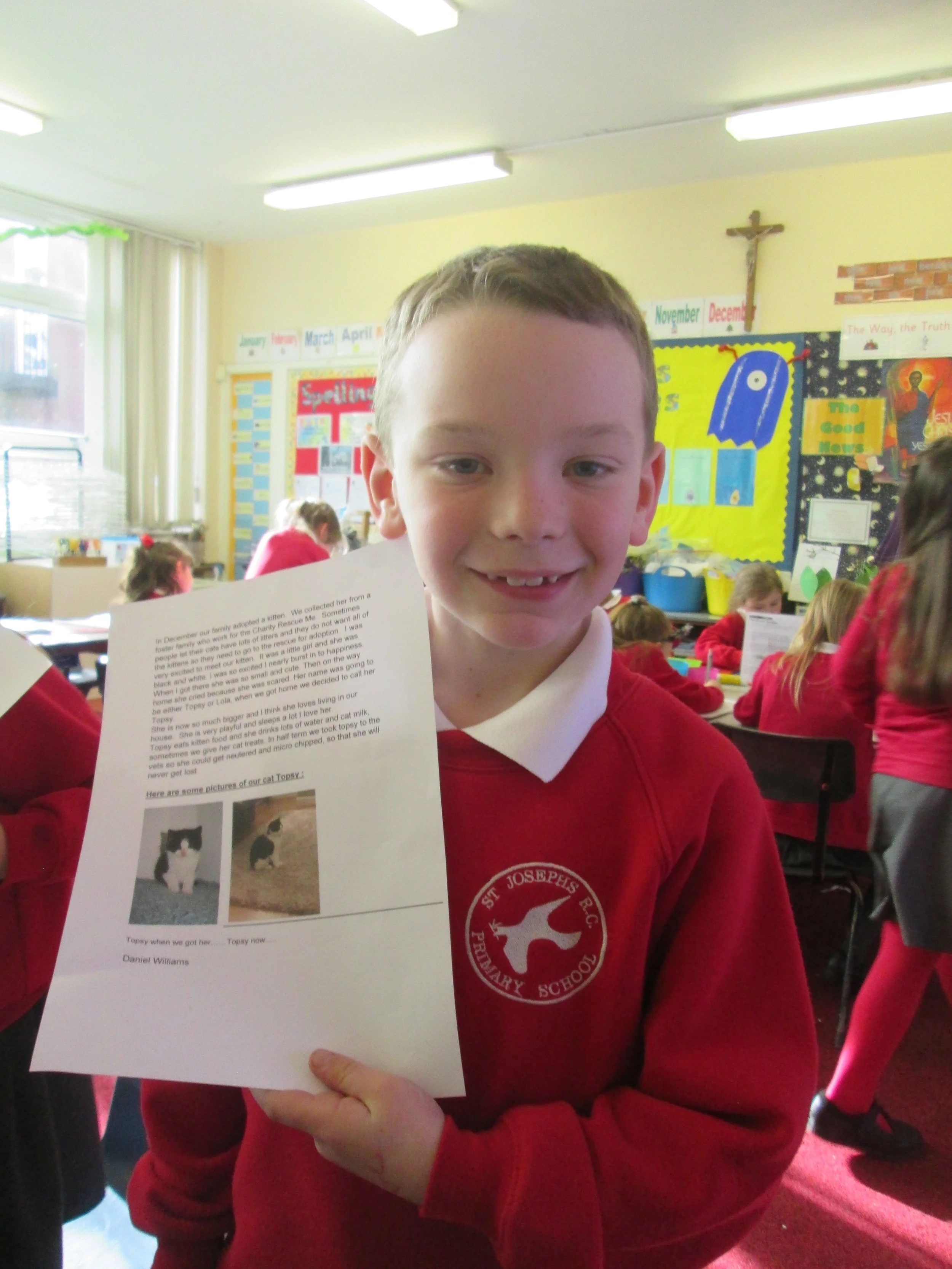 Daniel did a fantastic piece of writing all about his cat Topsy- she is very cute!
