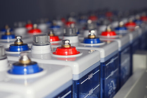 An electric DC battery at an electrical station.