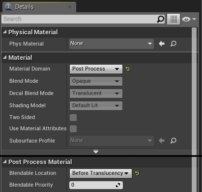 New Material Details Panel