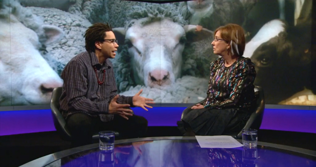 Screenshot: Troye King Jones and Kirsty Wark duke it out on Newsnight.