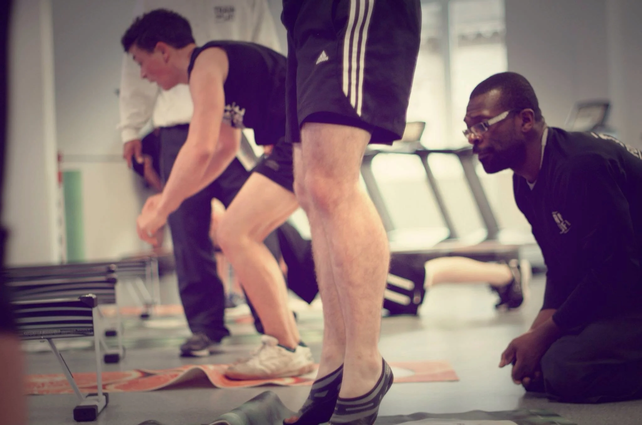 Burpees, push ups and jump squat in action...