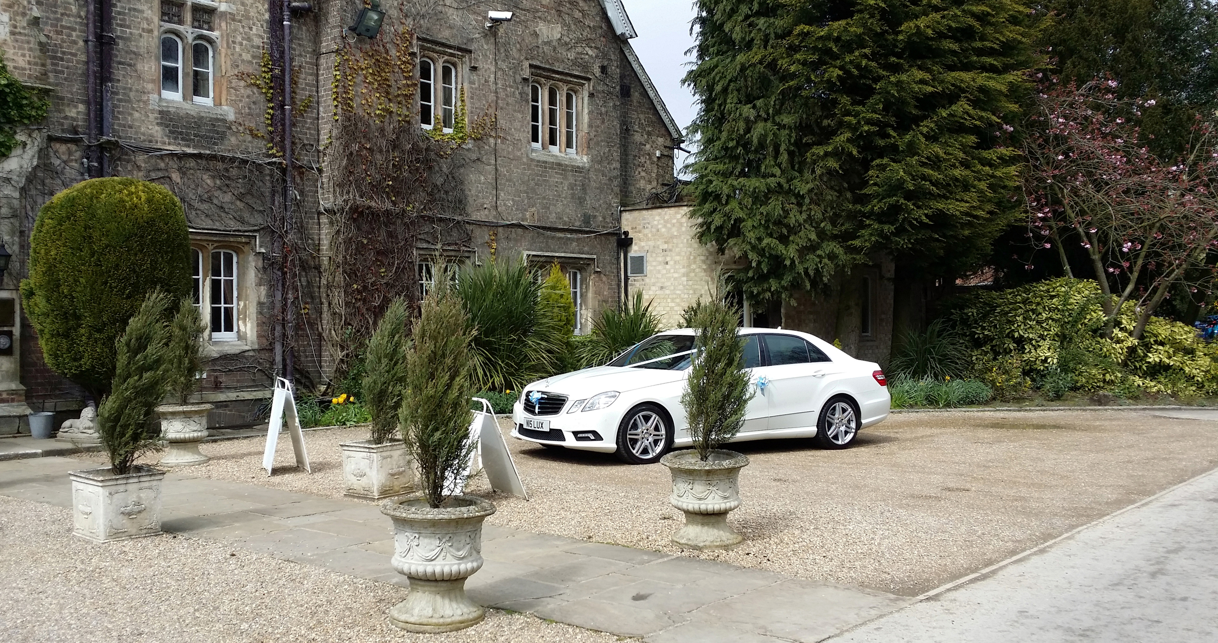 Wedding car at the Parsonage Hotel in York, North Yorkshire