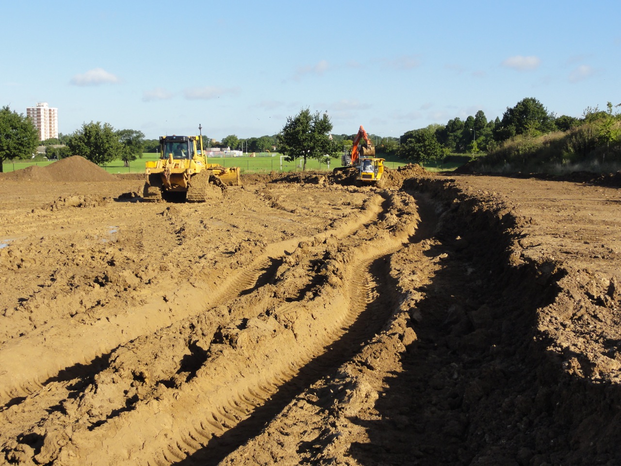 Extensive re-levelling works were required to mitigate the 'twisted' nature of the field. 