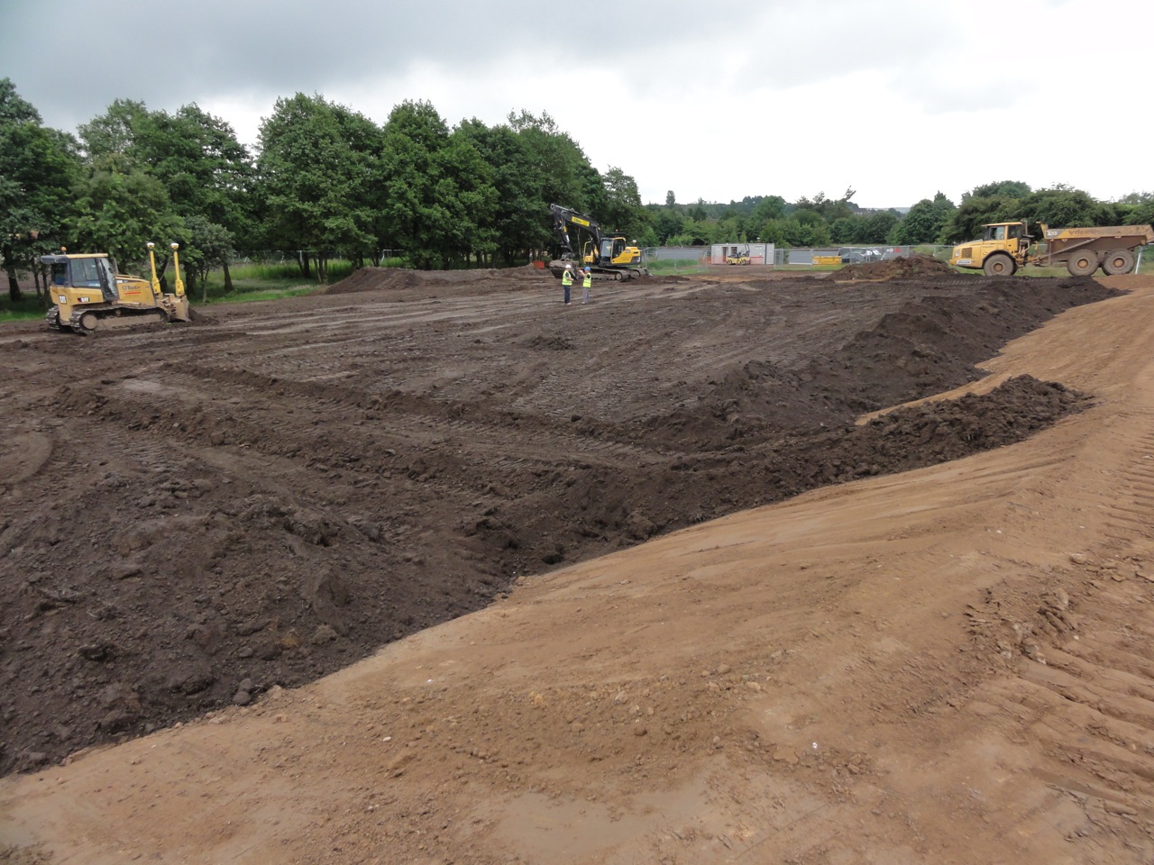 Re-topsoiling operations on the mini-soccer pitch.