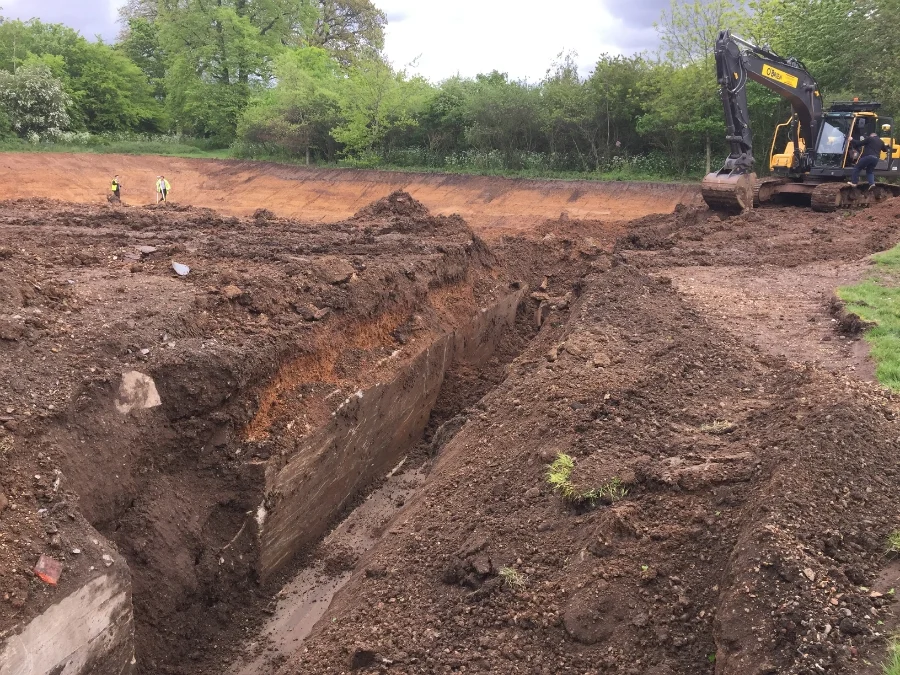 The bunker extended a considerable way across the site, with its far wall being seen here